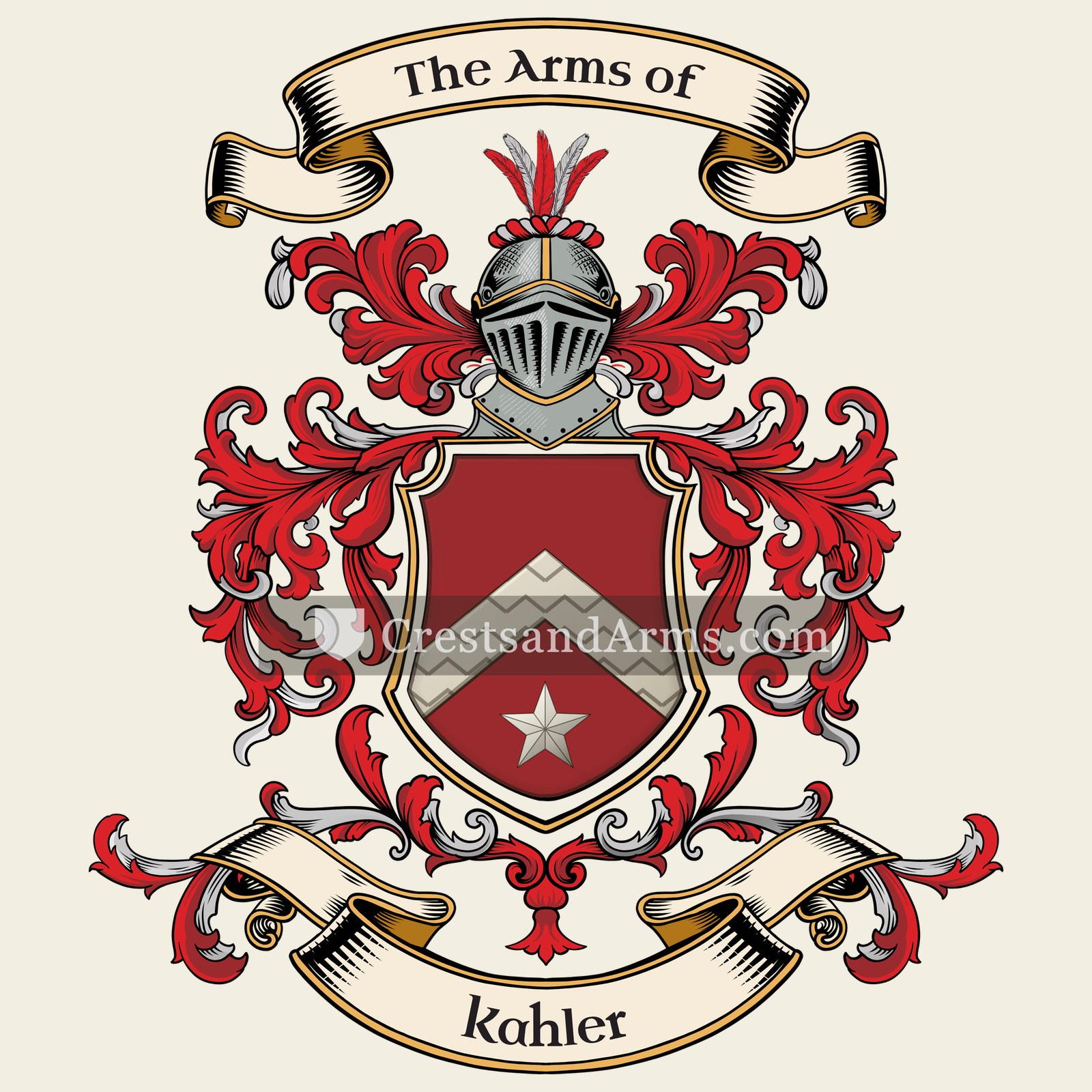 The Kahler coat of arms, drawn from the recorded blazon