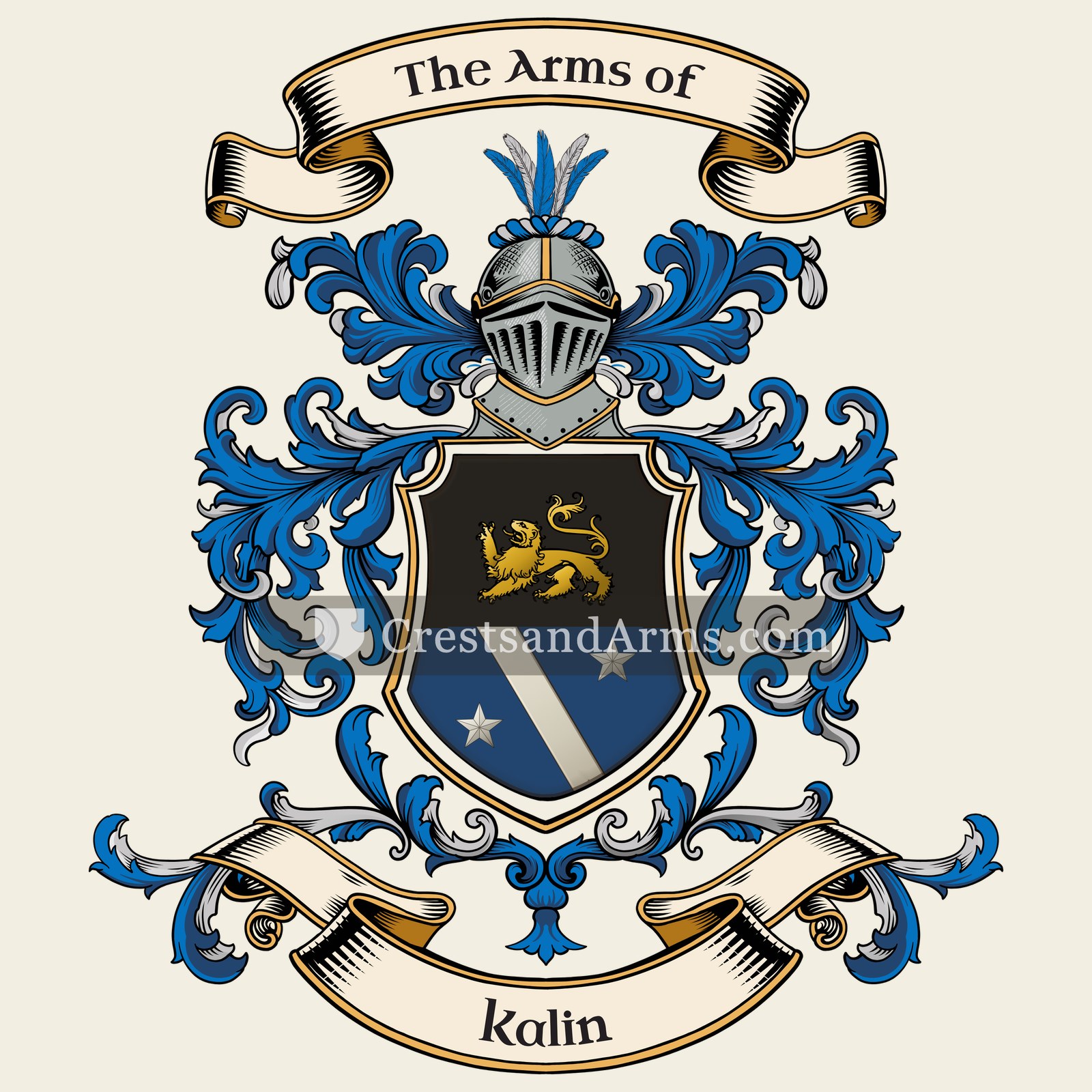The Kalin coat of arms, drawn from the recorded blazon