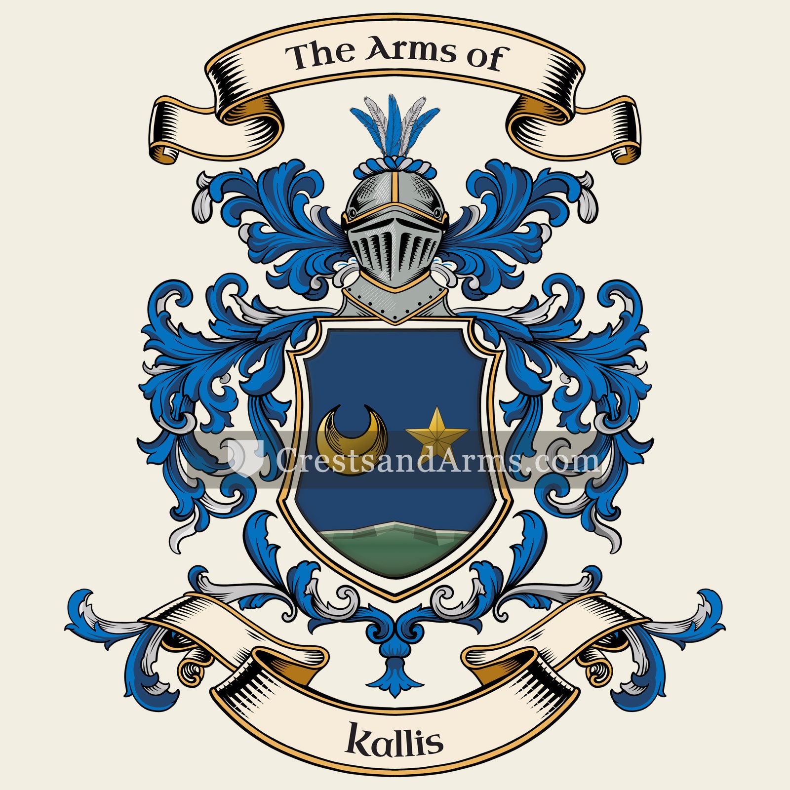 The Kallis coat of arms, drawn from the recorded blazon
