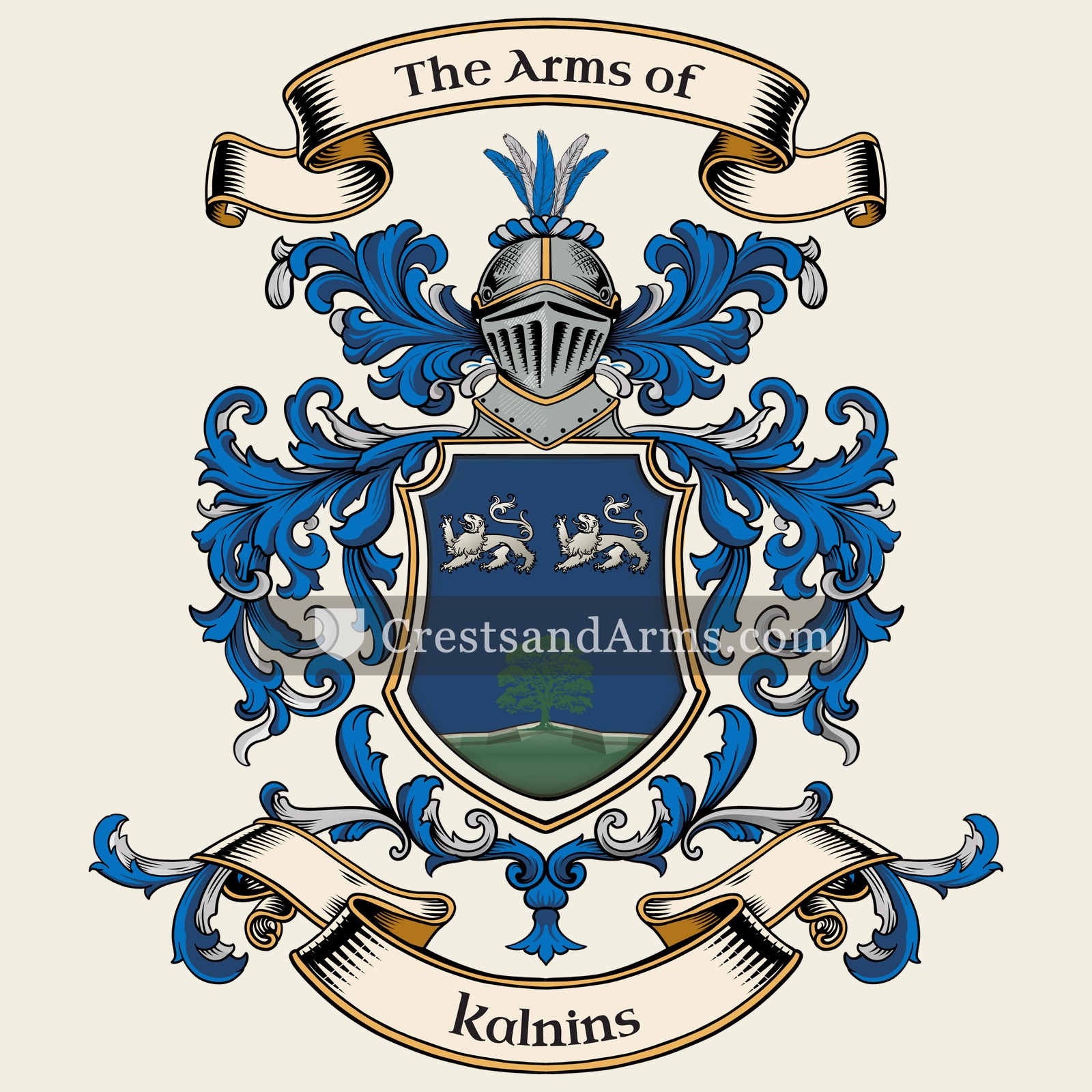 The Kalnins coat of arms, drawn from the recorded blazon