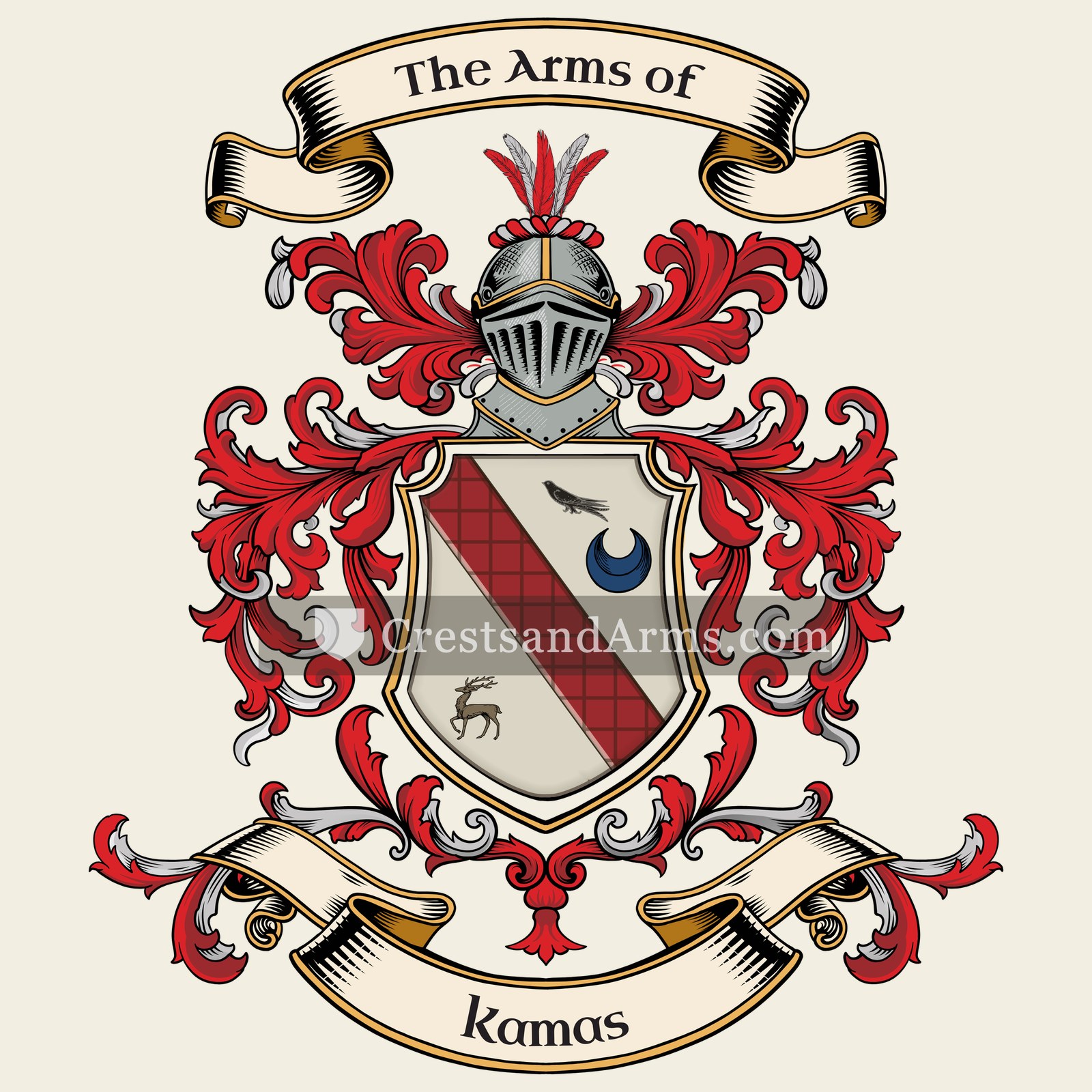 The Kamas coat of arms, drawn from the recorded blazon