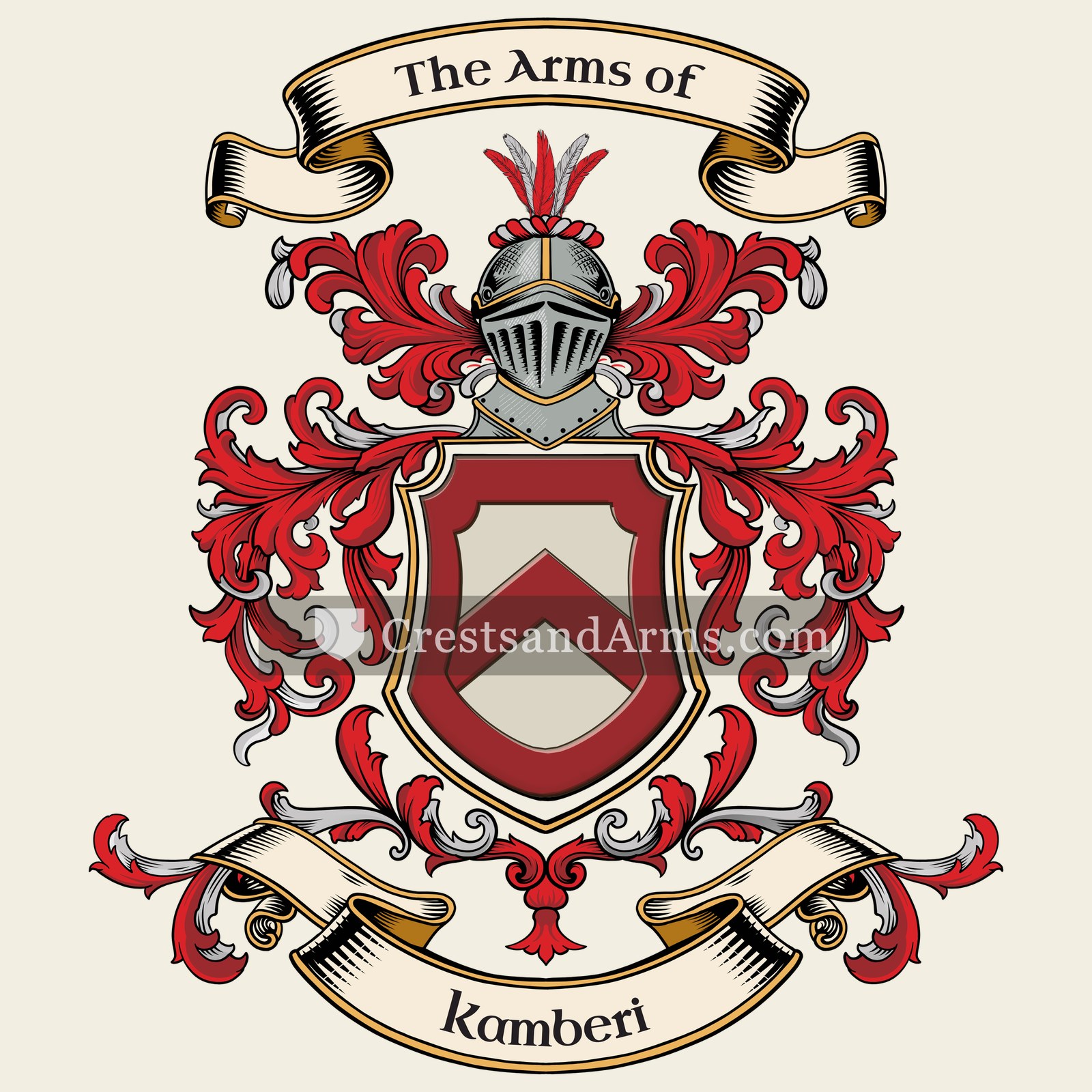 The Kamberi coat of arms, drawn from the recorded blazon