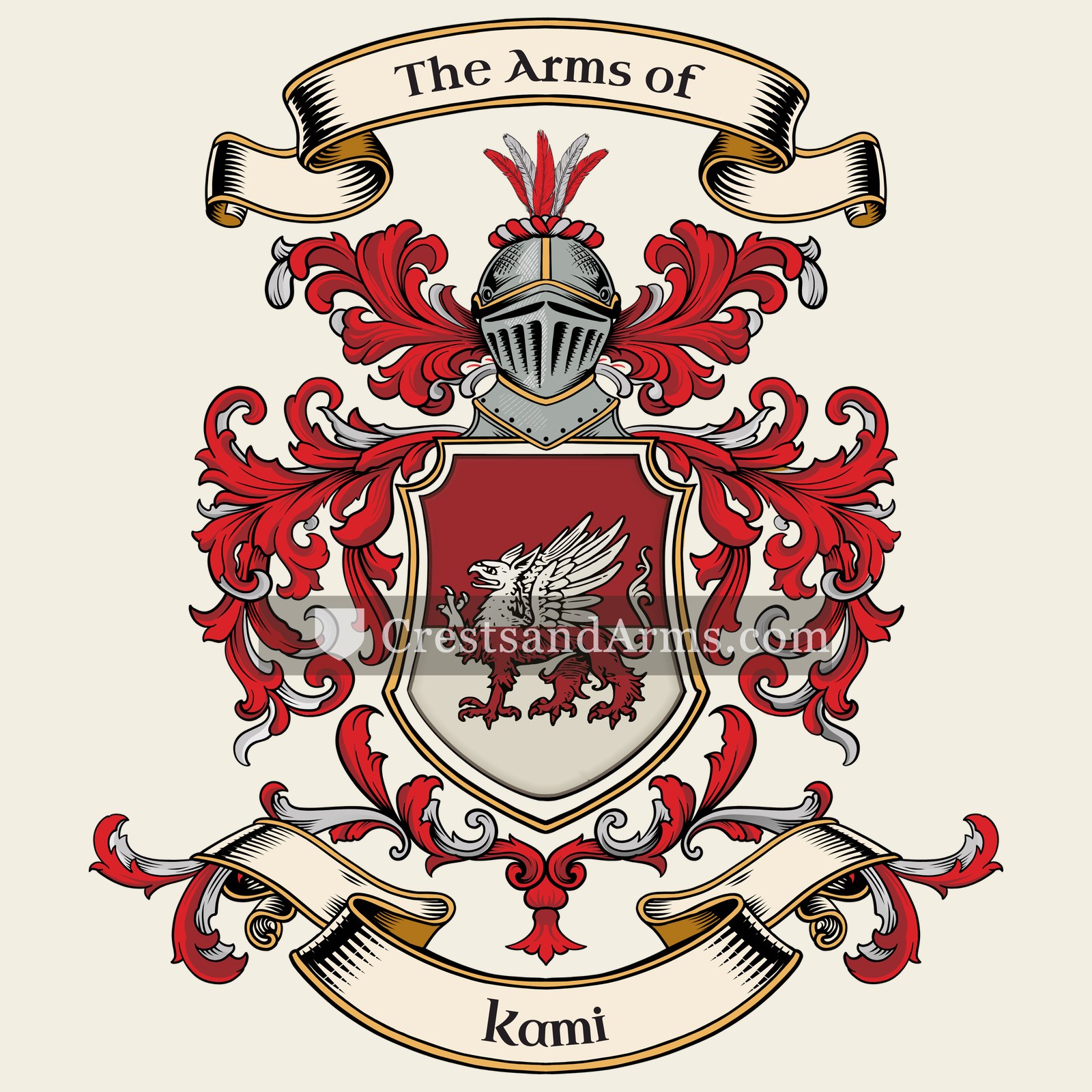 The Kami coat of arms, drawn from the recorded blazon