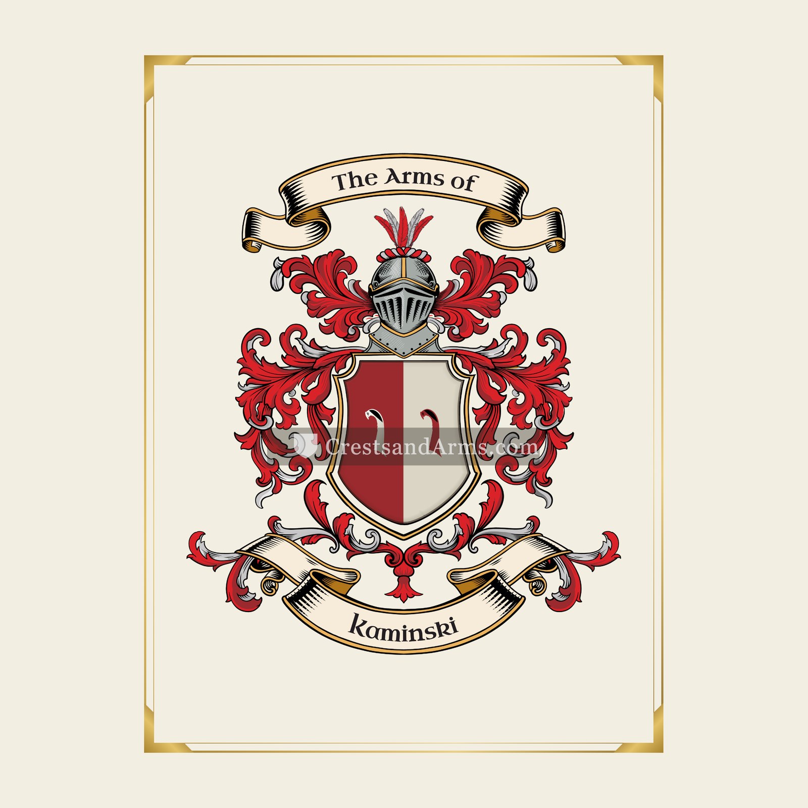 With gold border