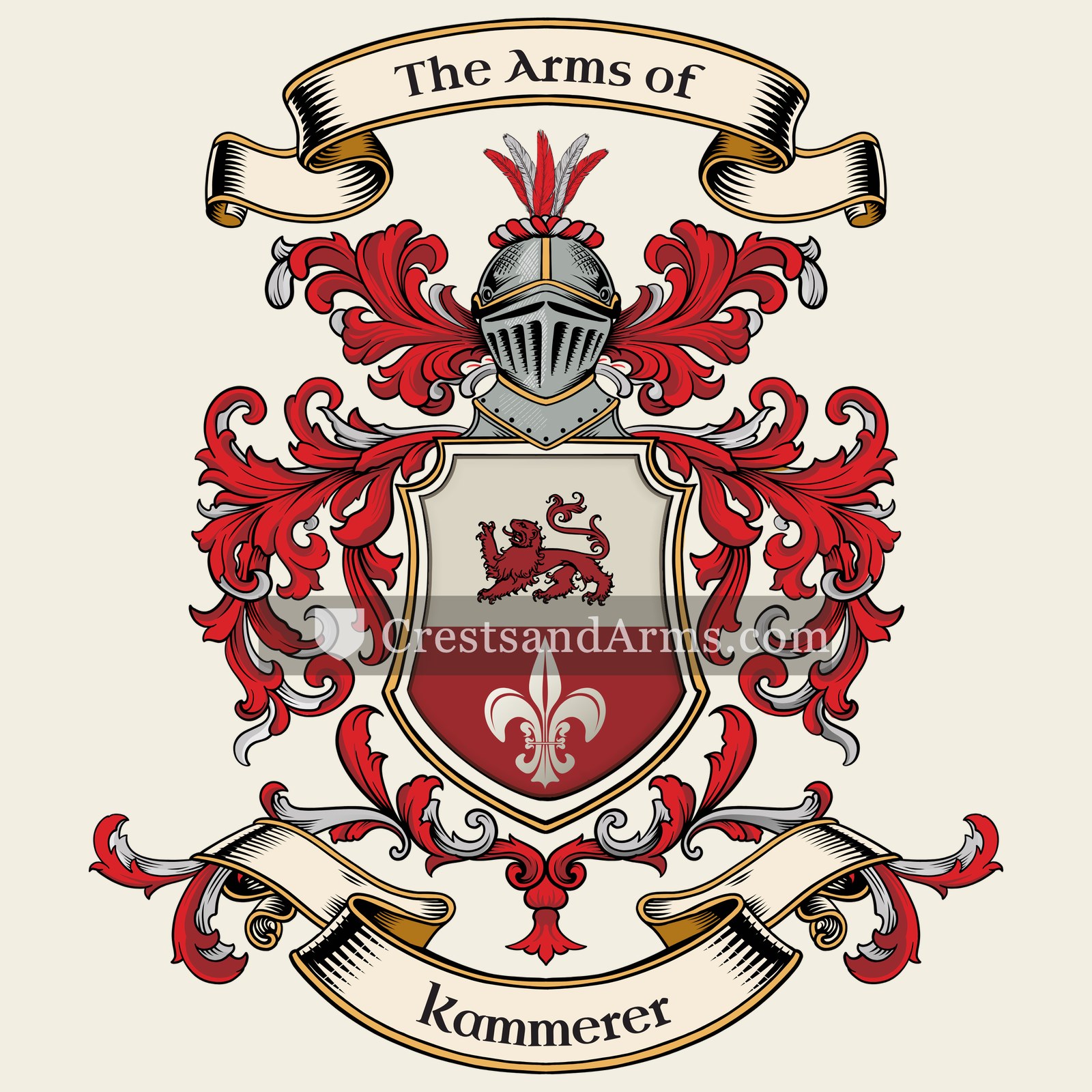 The Kammerer coat of arms, drawn from the recorded blazon