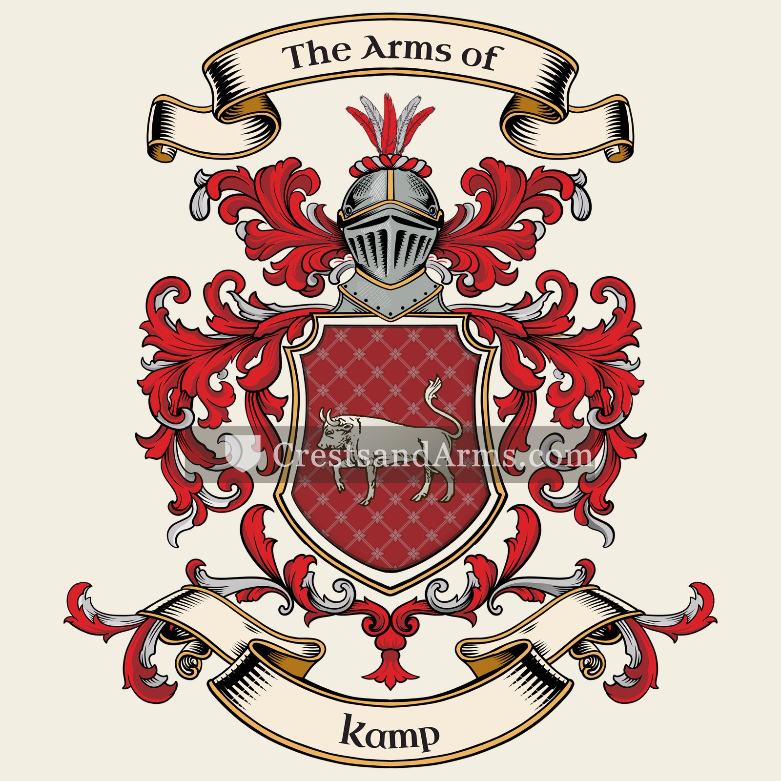 The Kamp coat of arms, drawn from the recorded blazon