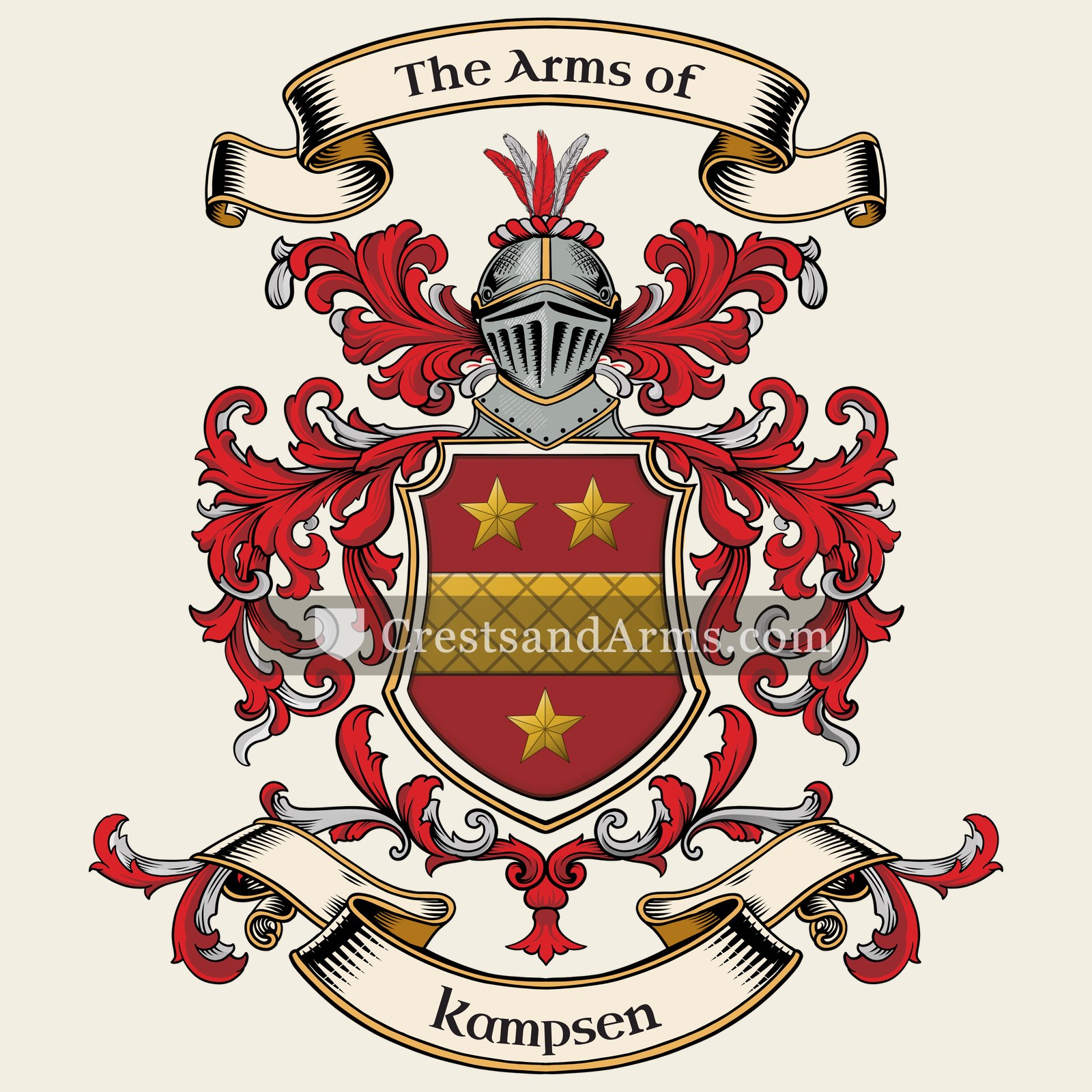 The Kampsen coat of arms, drawn from the recorded blazon