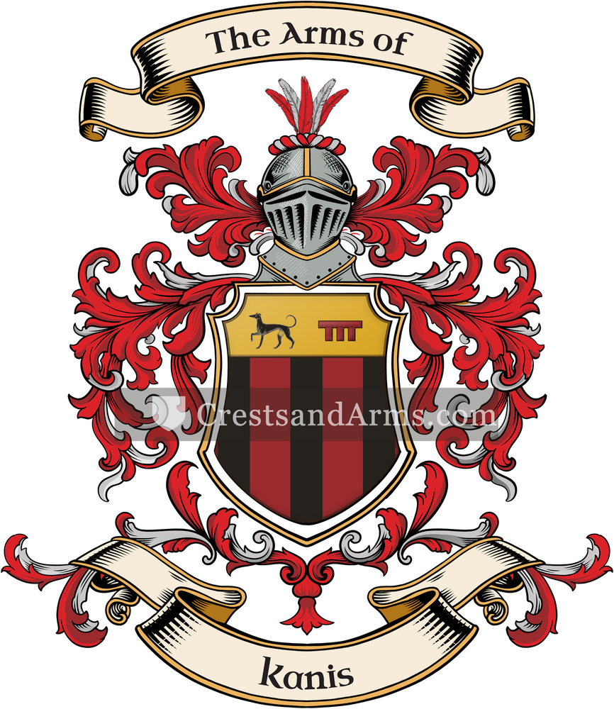 The Kanis coat of arms, drawn from the recorded blazon