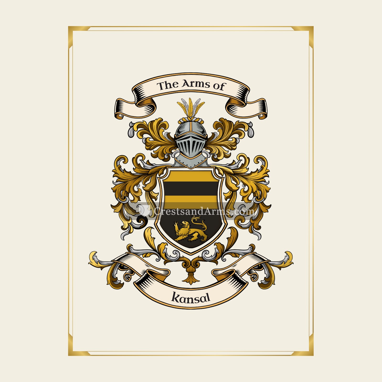 With gold border