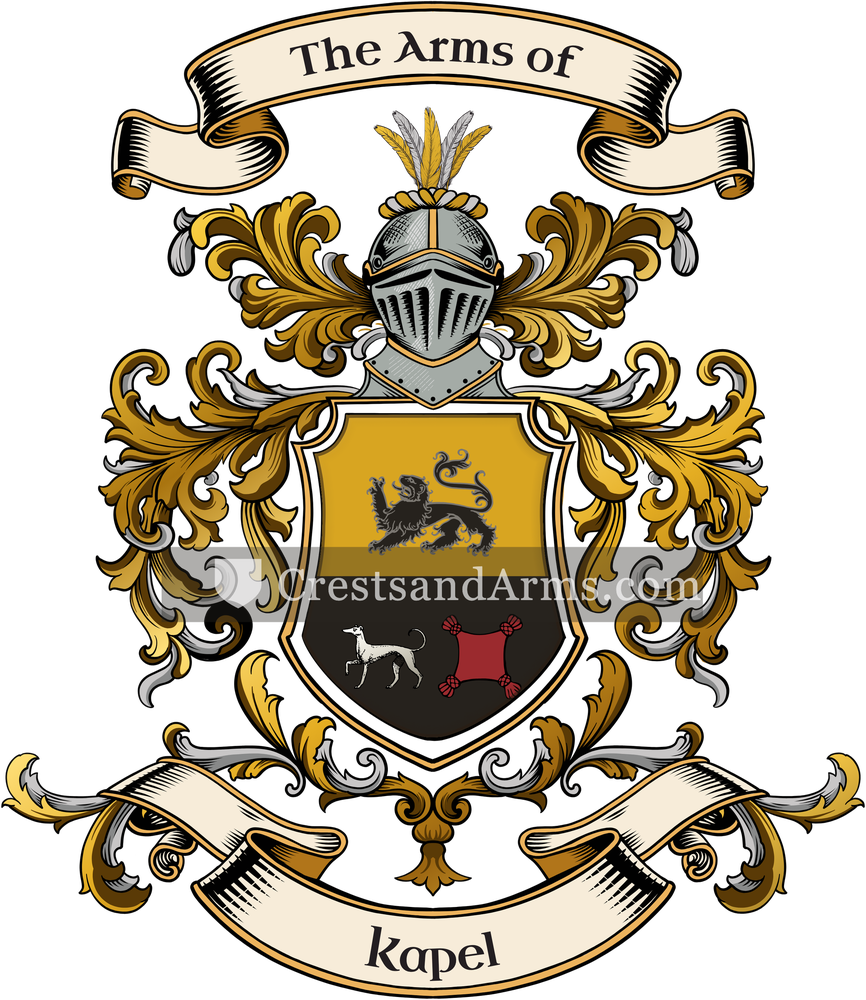 The Kapel coat of arms, drawn from the recorded blazon