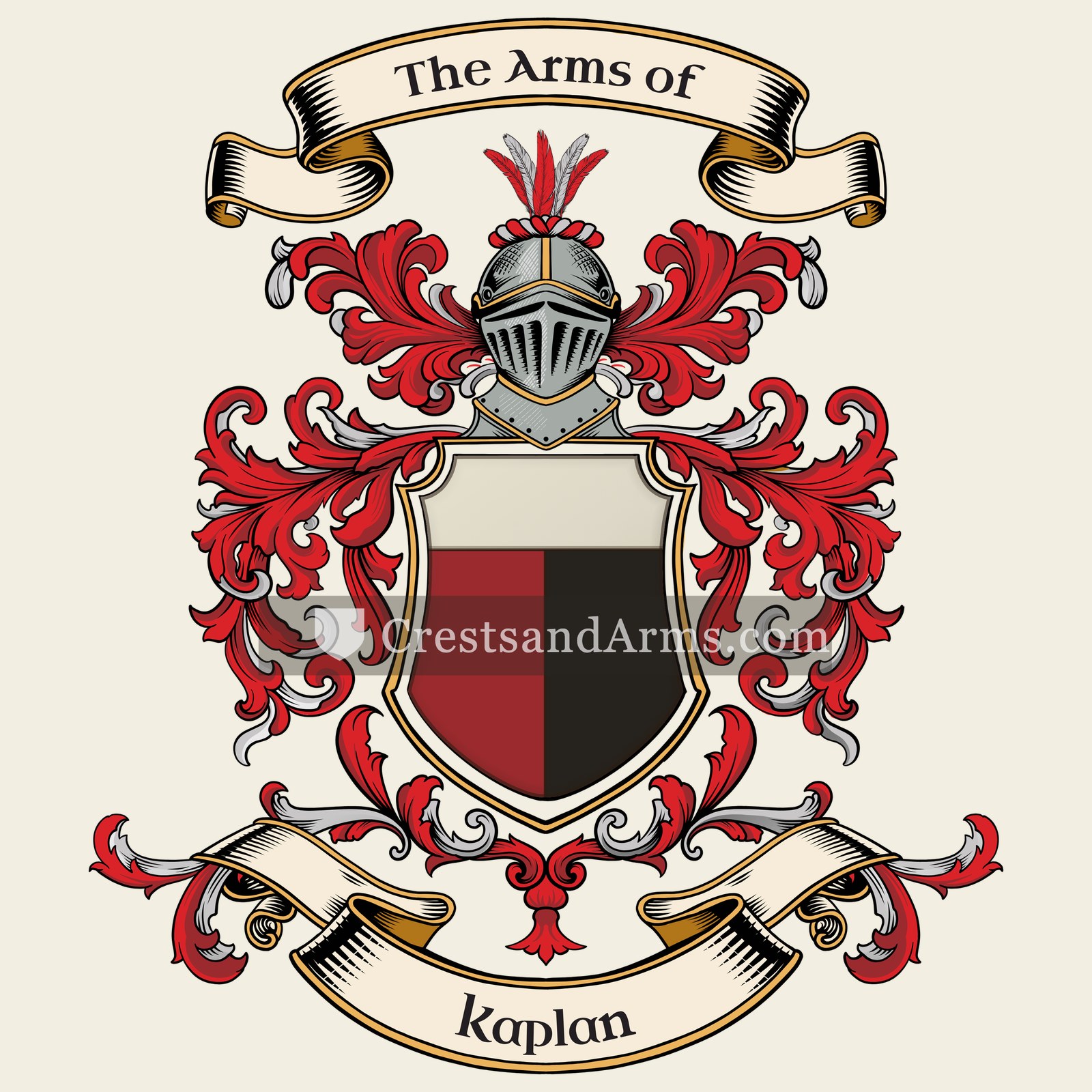 The Kaplan coat of arms, drawn from the recorded blazon