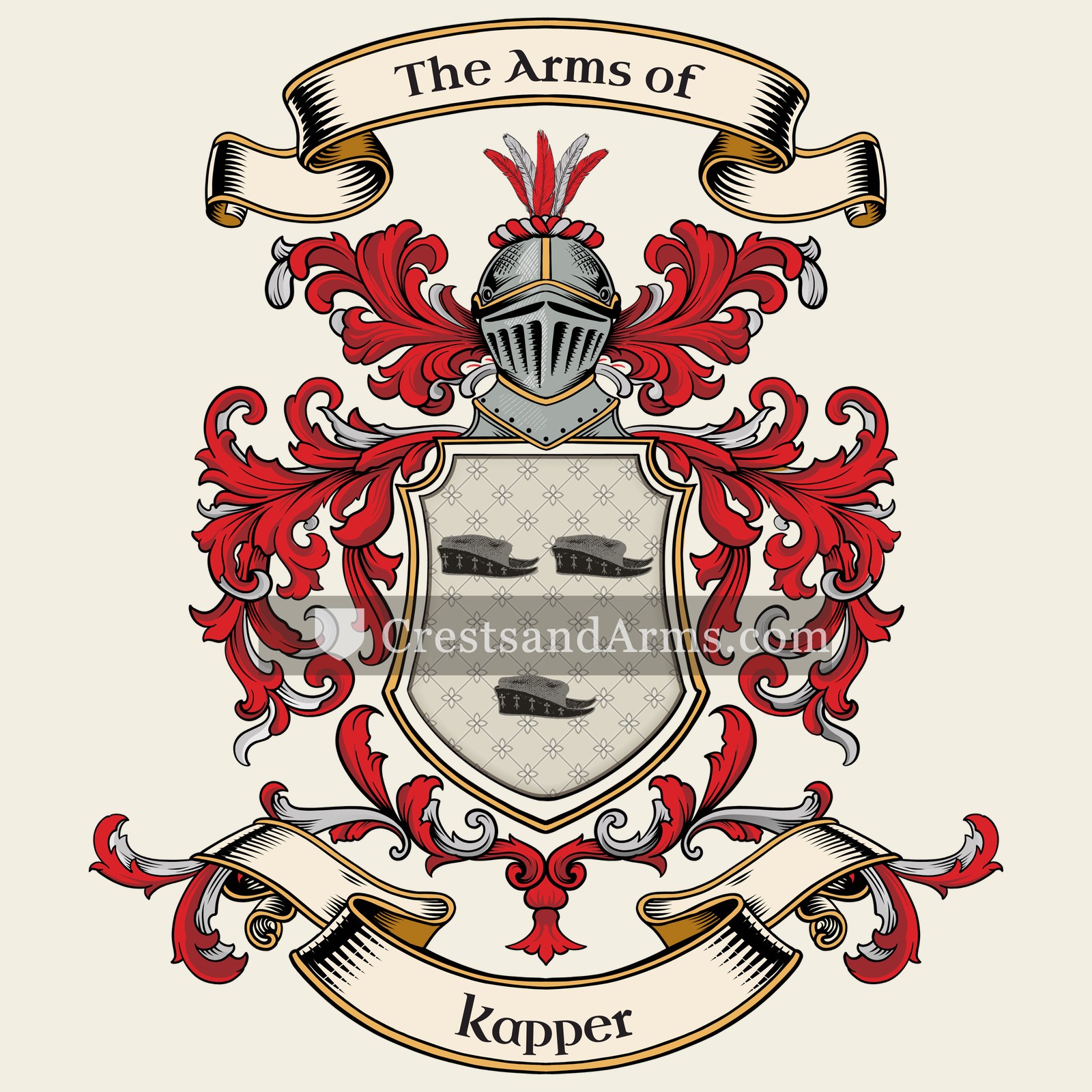 The Kapper coat of arms, drawn from the recorded blazon