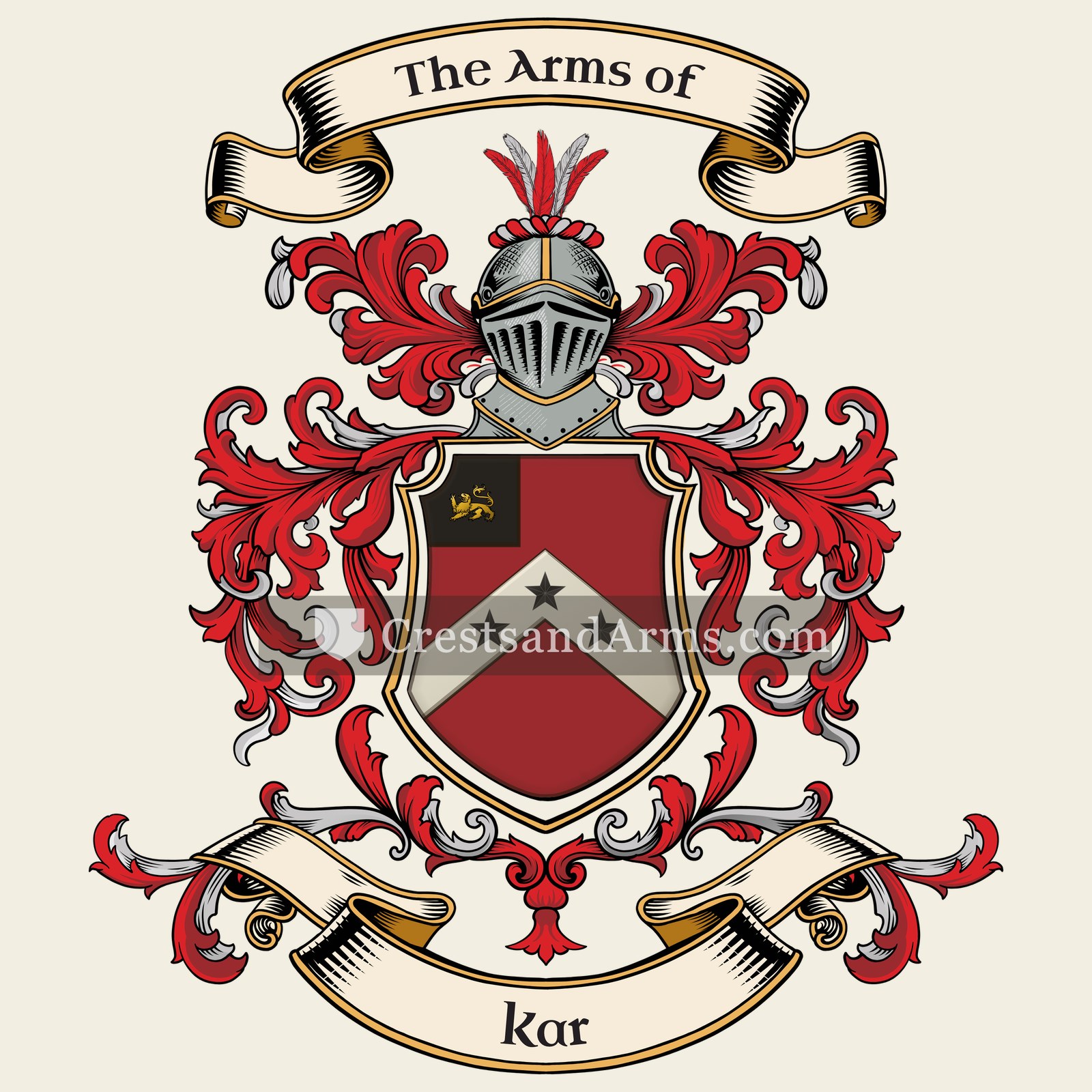 The Kar coat of arms, drawn from the recorded blazon