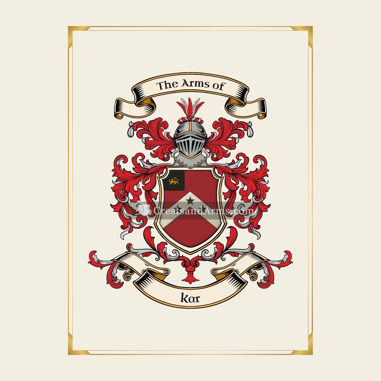 With gold border