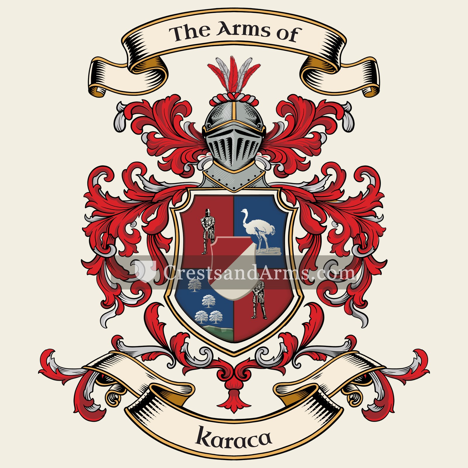The Karaca coat of arms, drawn from the recorded blazon