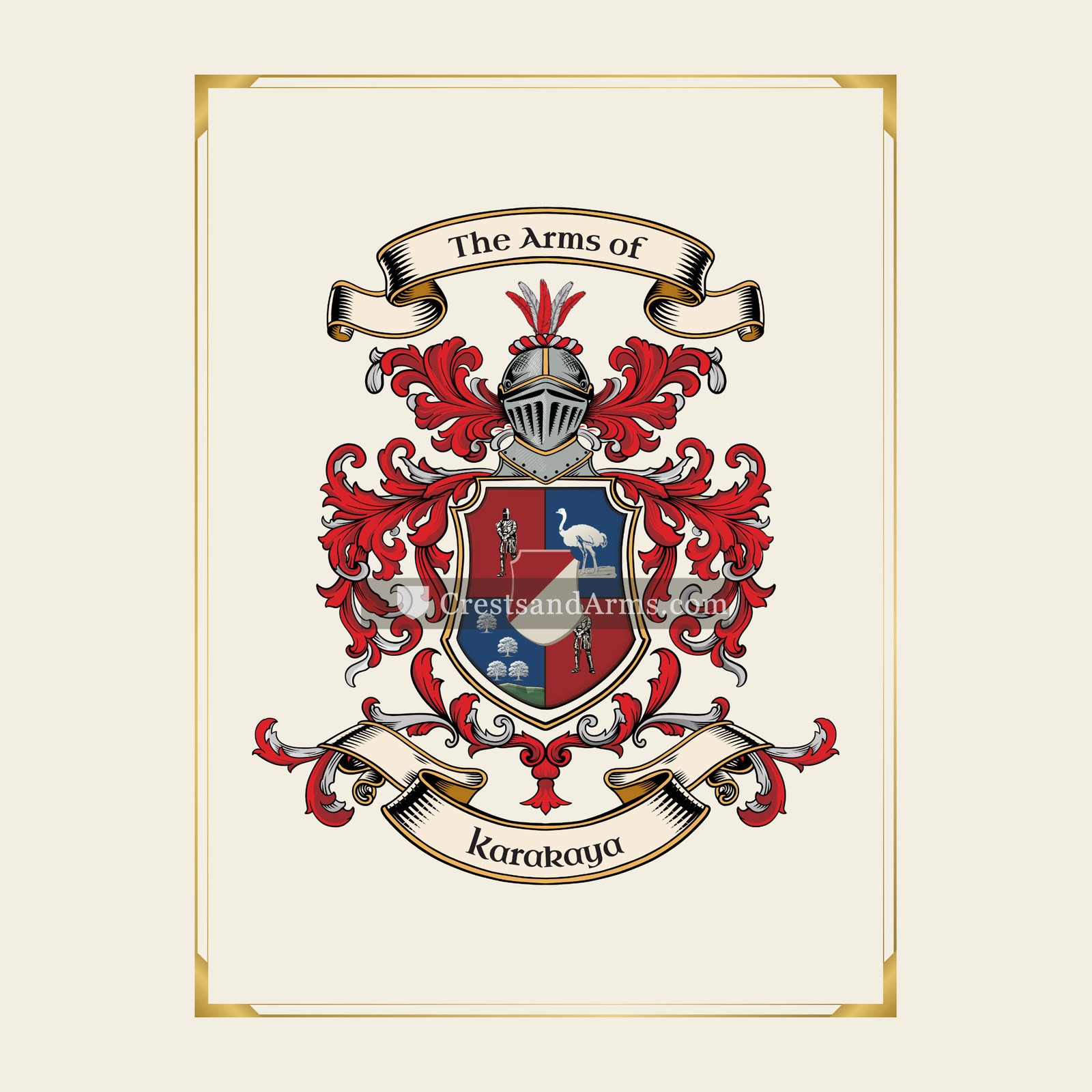 With gold border