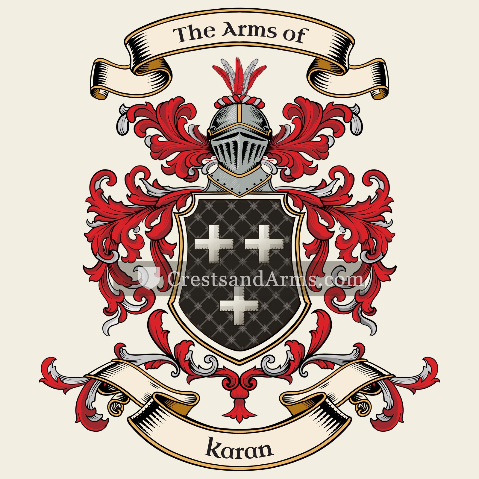 The Karan coat of arms, drawn from the recorded blazon