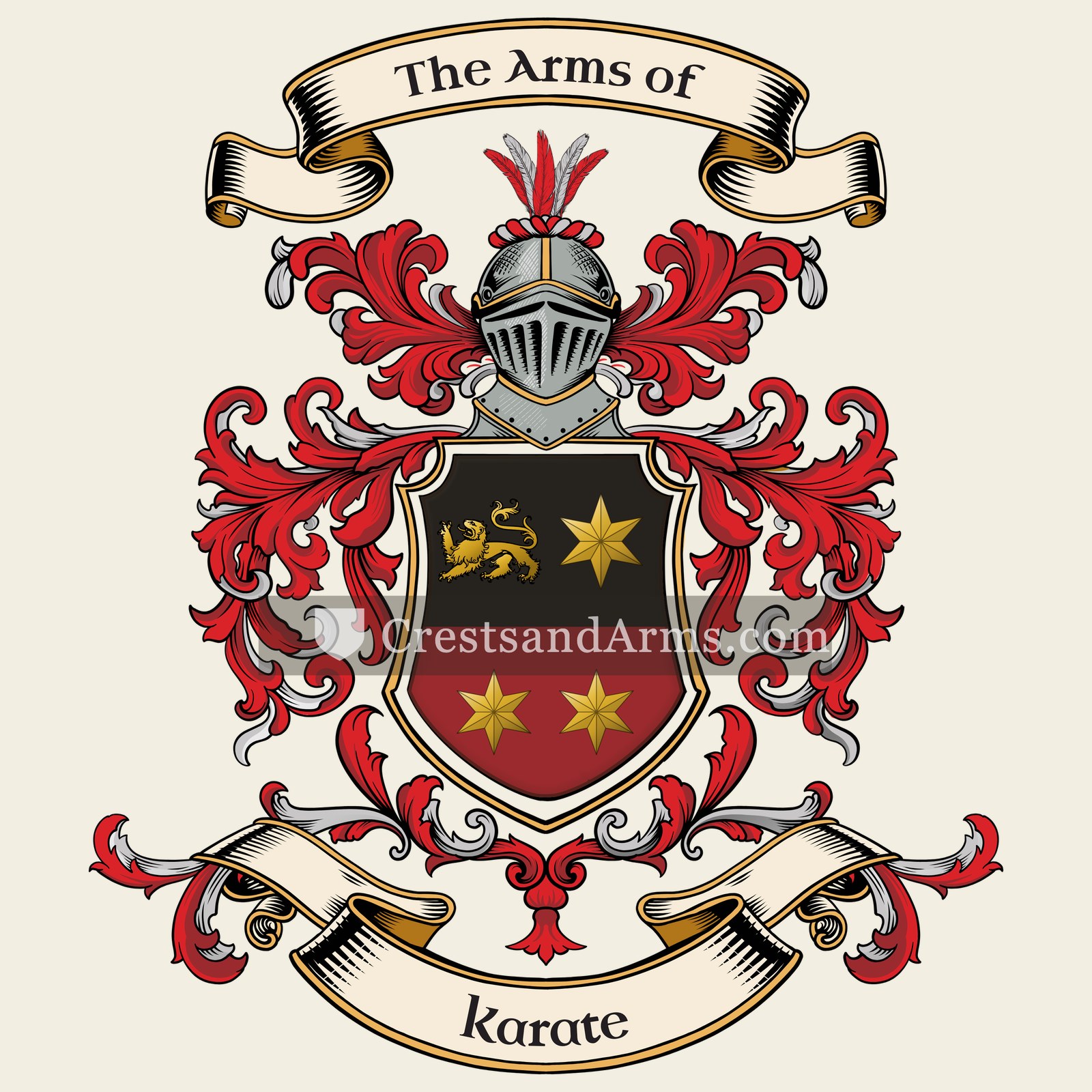 The Karate coat of arms, drawn from the recorded blazon
