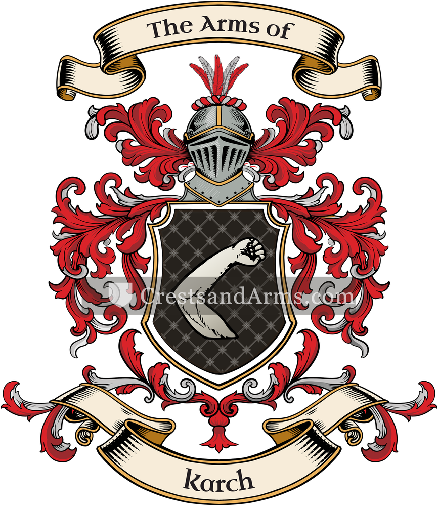 The Karch coat of arms, drawn from the recorded blazon