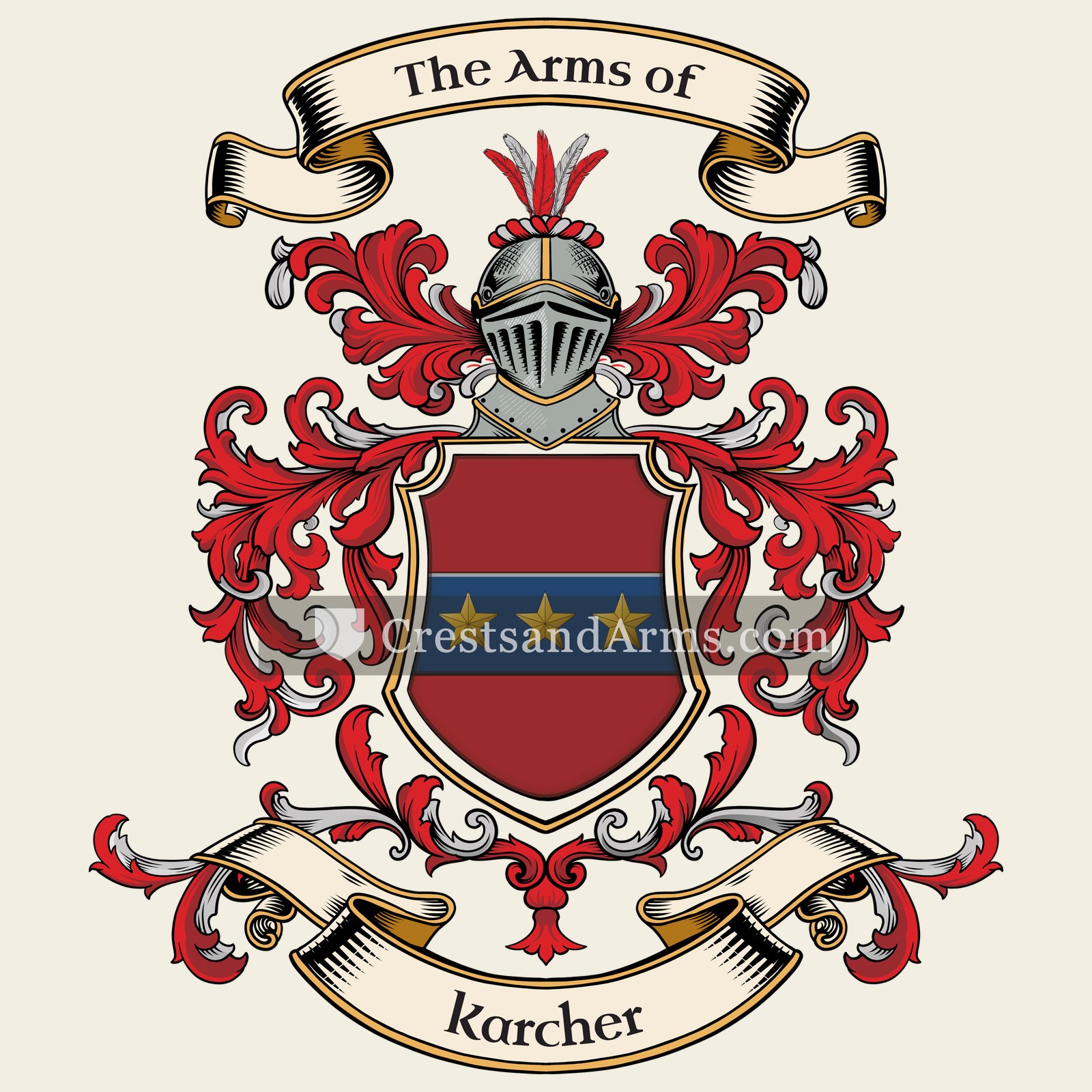The Karcher coat of arms, drawn from the recorded blazon