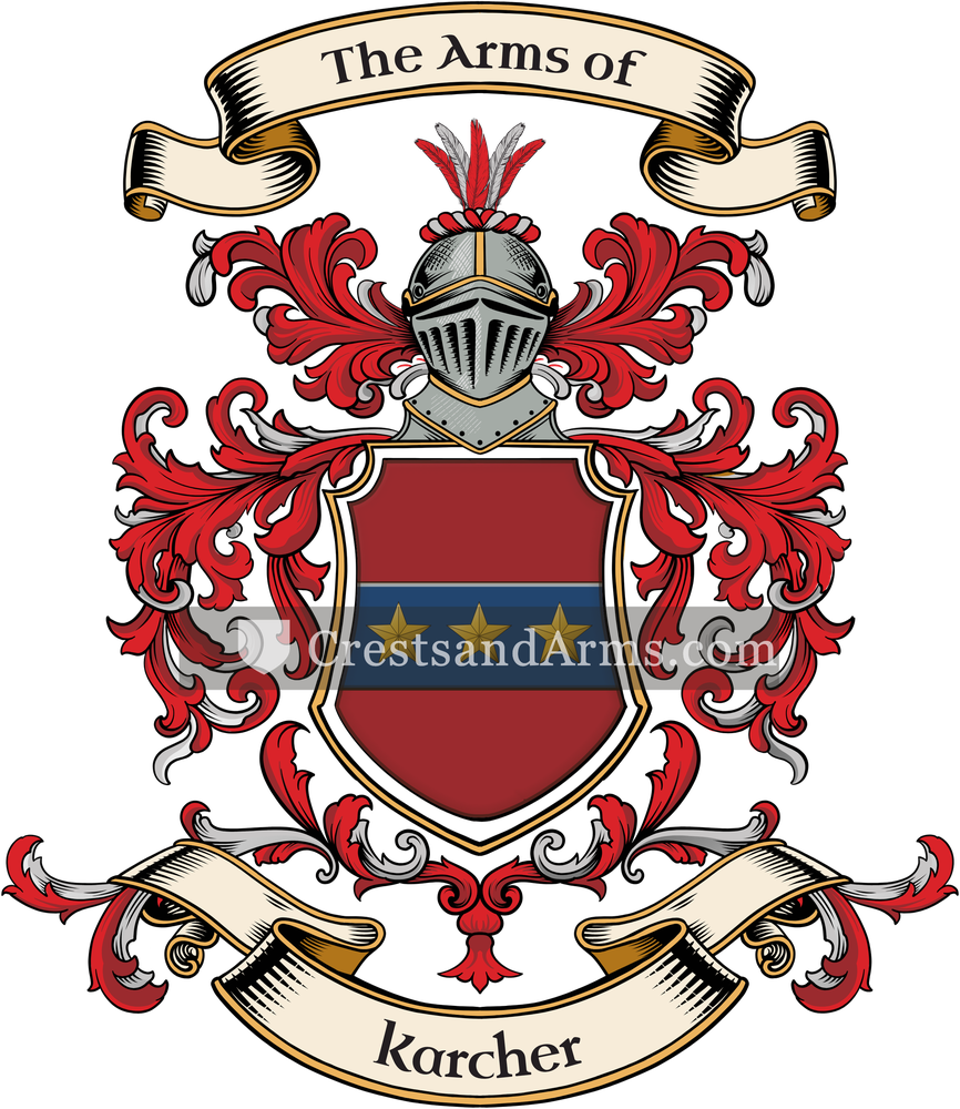 The Karcher coat of arms, drawn from the recorded blazon