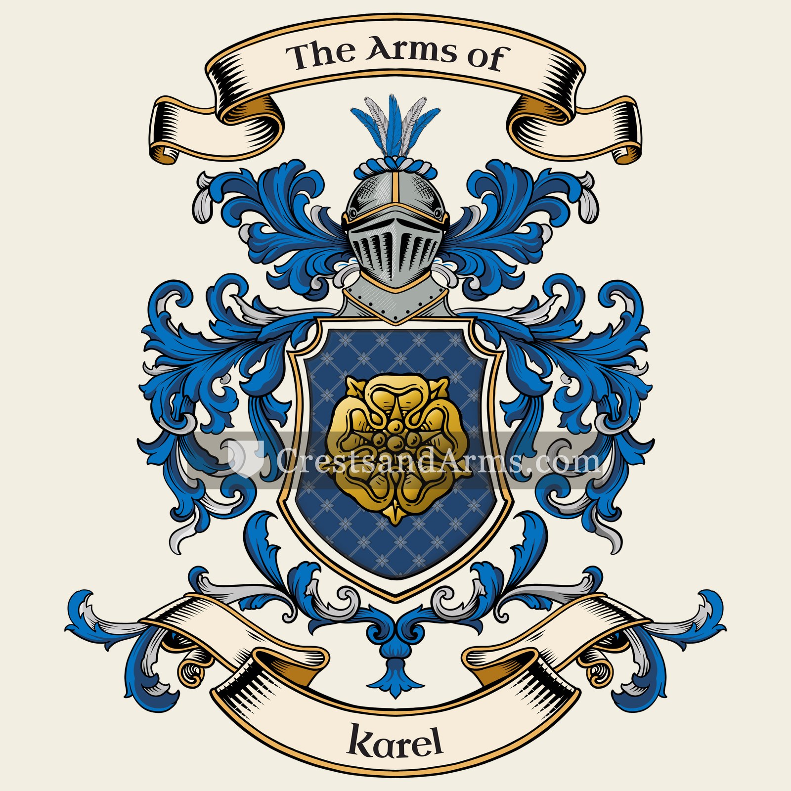 The Karel coat of arms, drawn from the recorded blazon