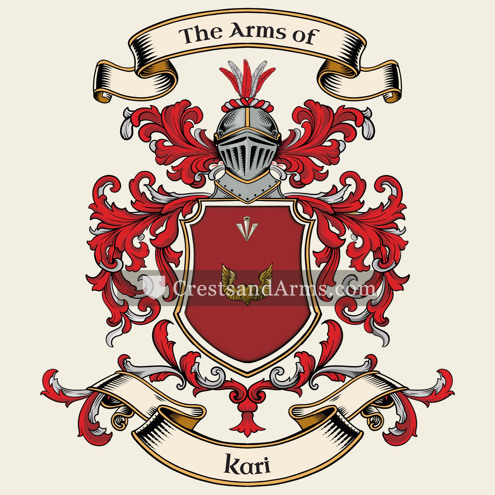 The Kari coat of arms, drawn from the recorded blazon