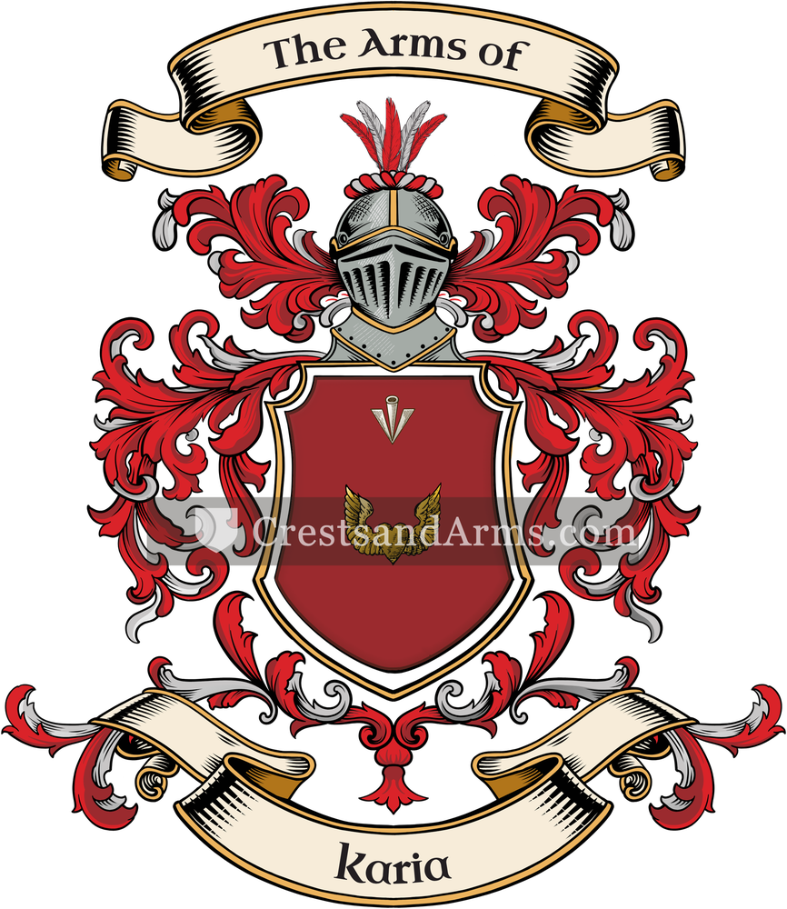 The Karia coat of arms, drawn from the recorded blazon