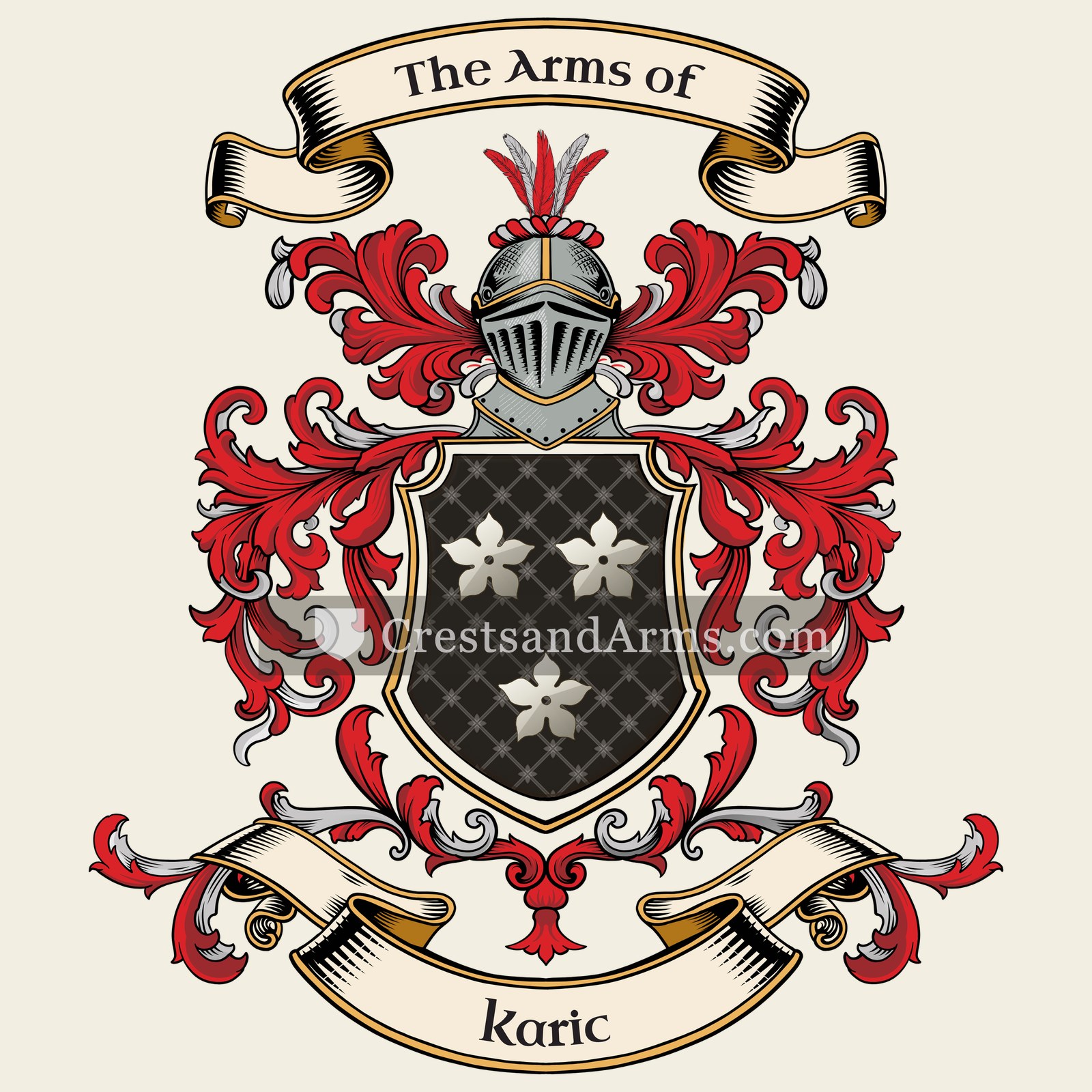 The Karic coat of arms, drawn from the recorded blazon