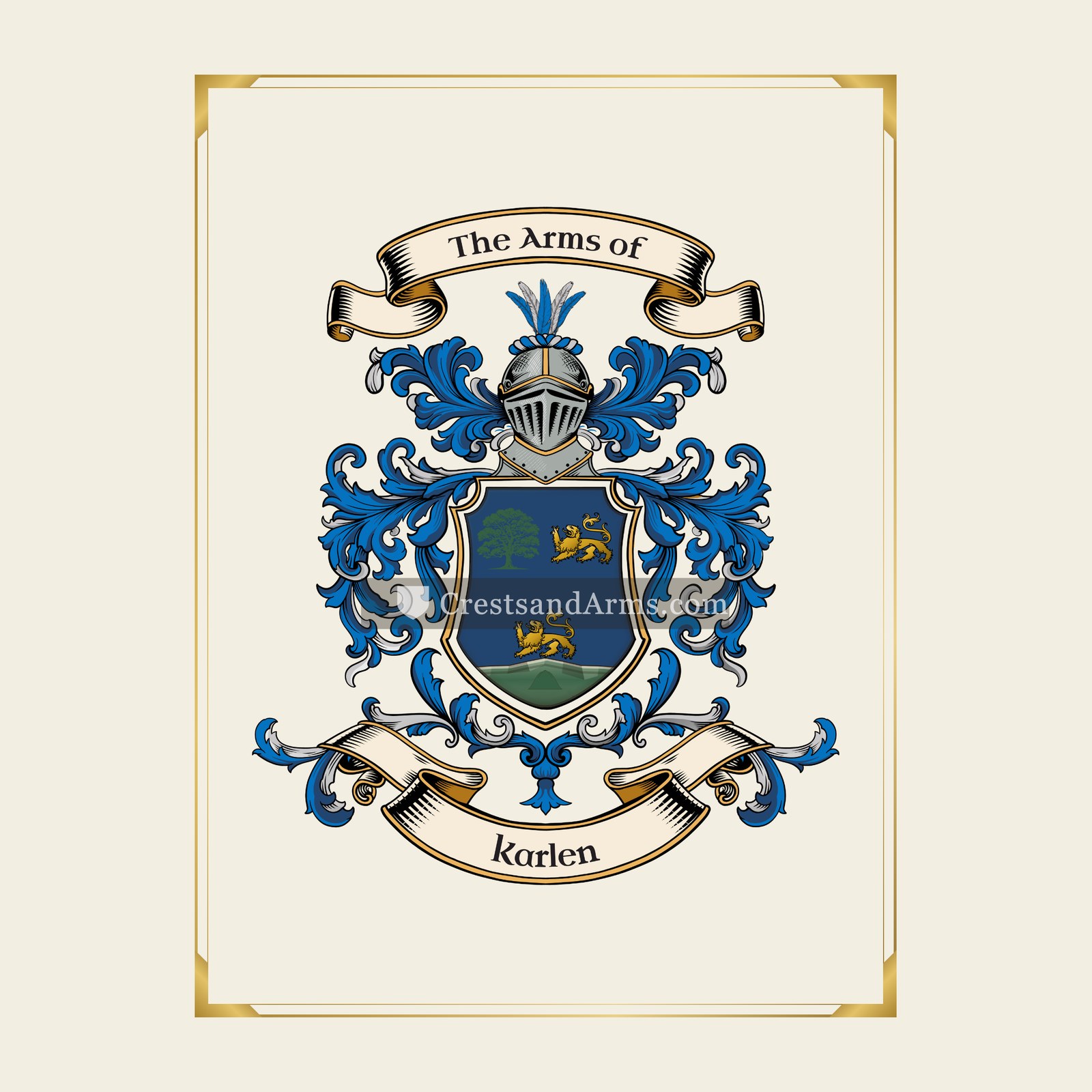 With gold border