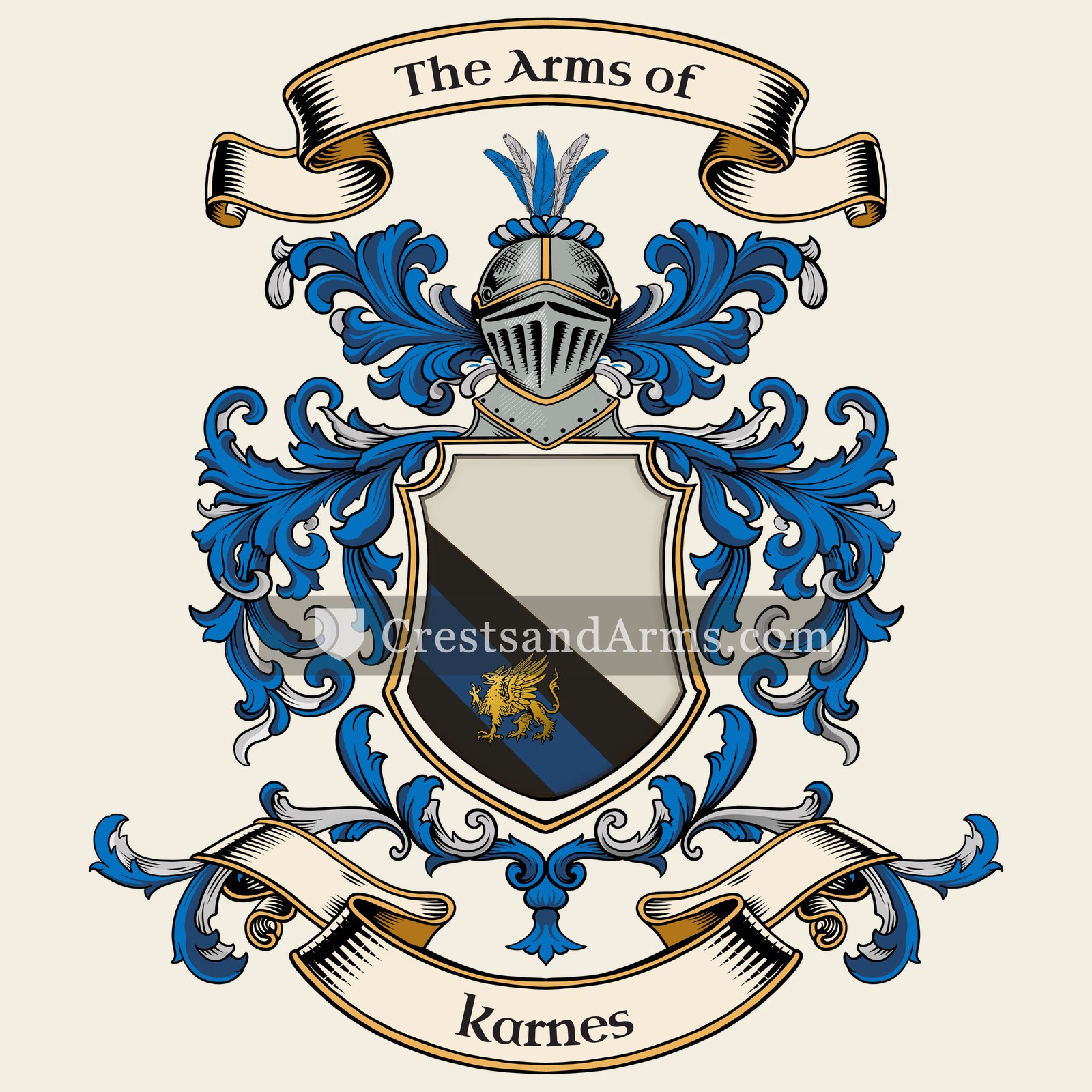 The Karnes coat of arms, drawn from the recorded blazon