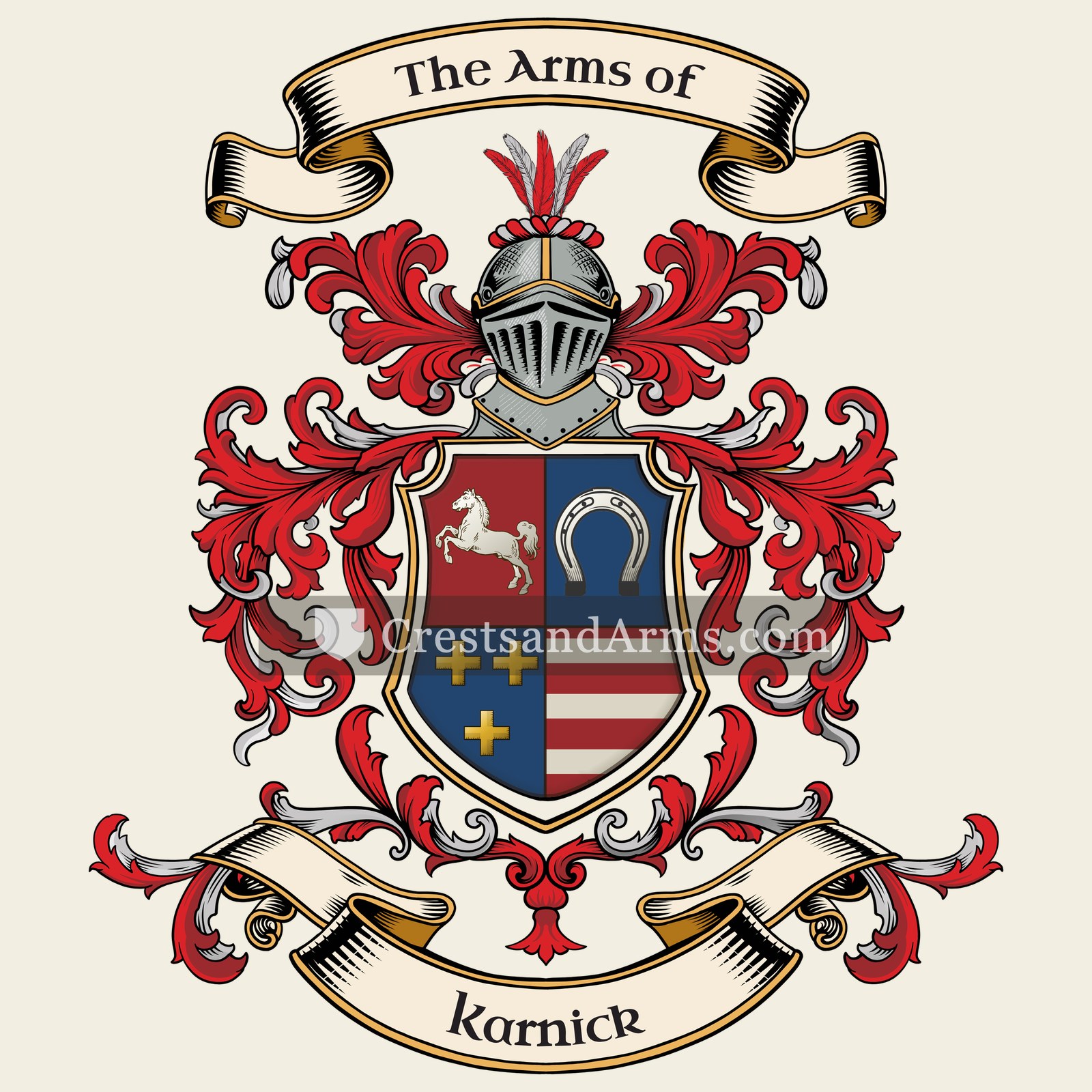 The Karnick coat of arms, drawn from the recorded blazon