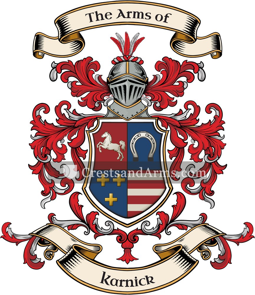 The Karnick coat of arms, drawn from the recorded blazon