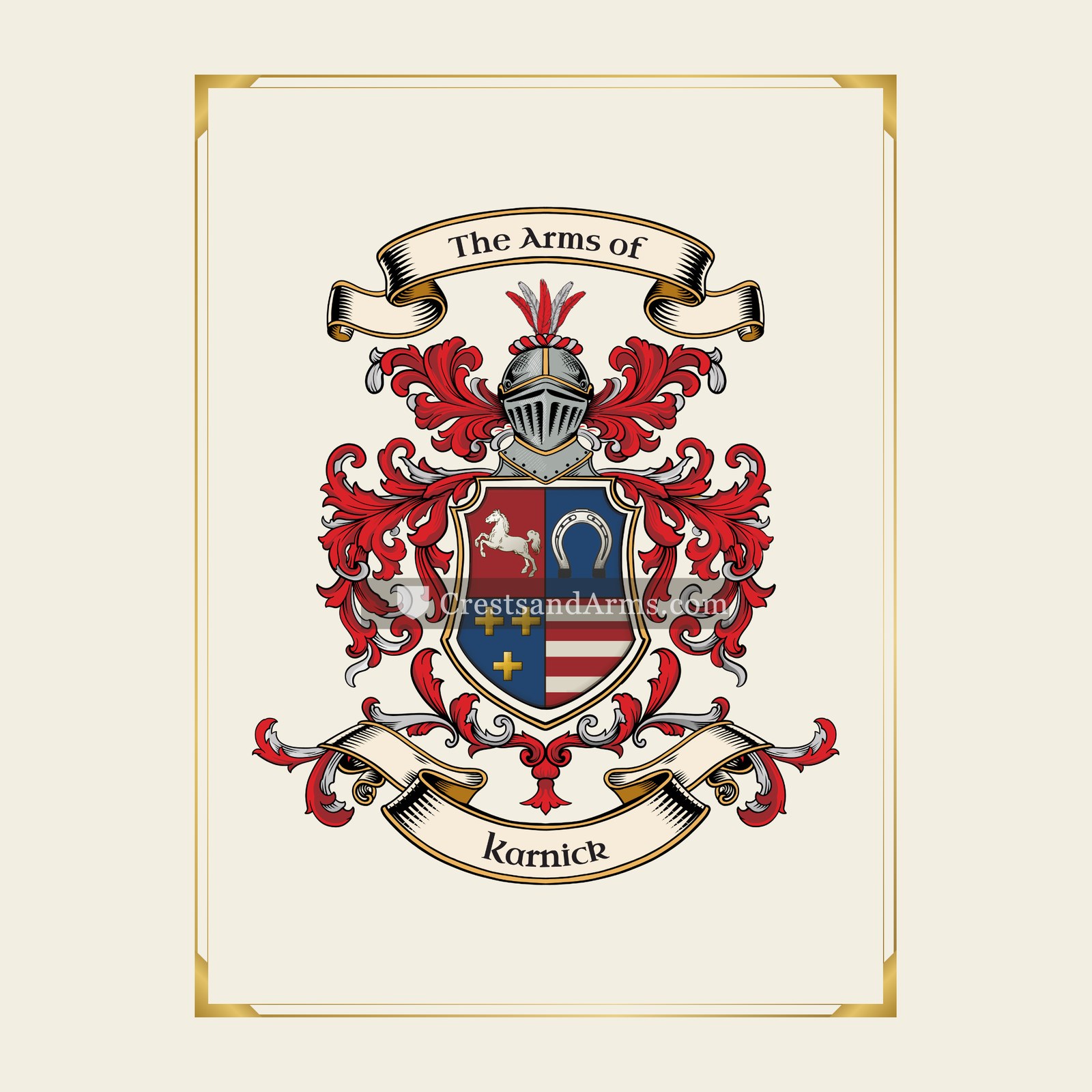 With gold border