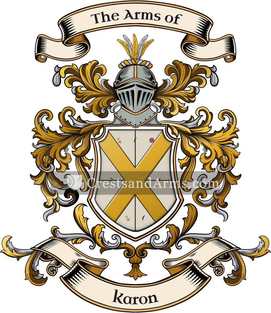 The Karon coat of arms, drawn from the recorded blazon