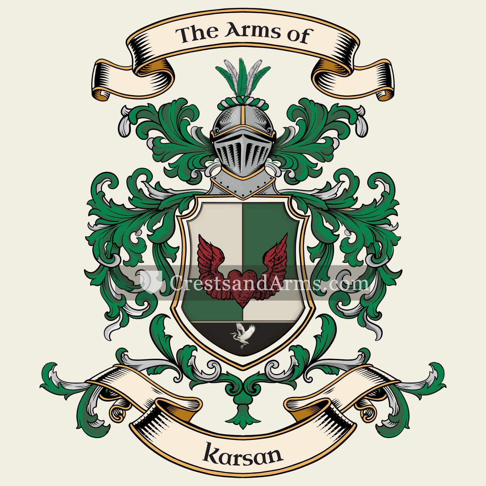 The Karsan coat of arms, drawn from the recorded blazon