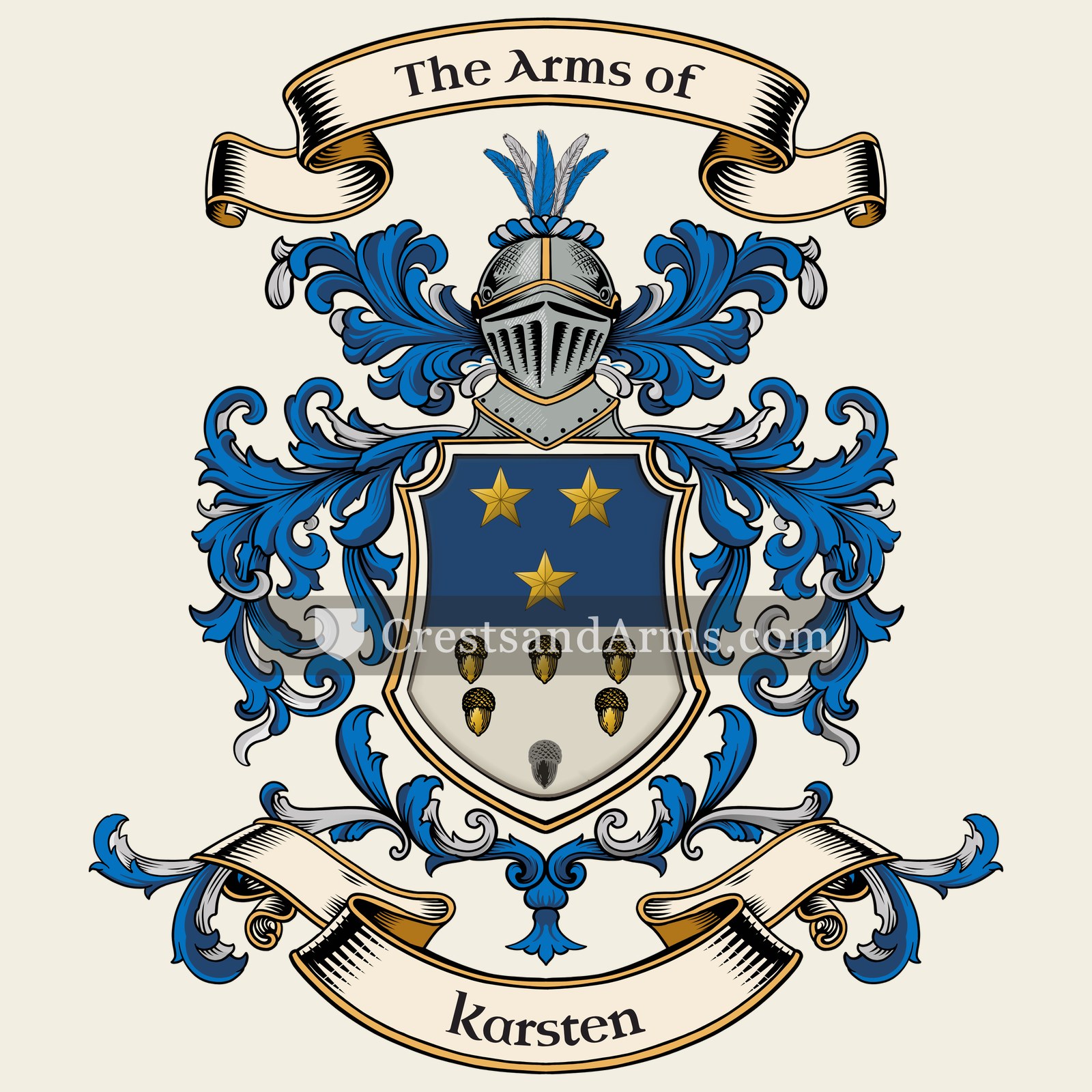 The Karsten coat of arms, drawn from the recorded blazon