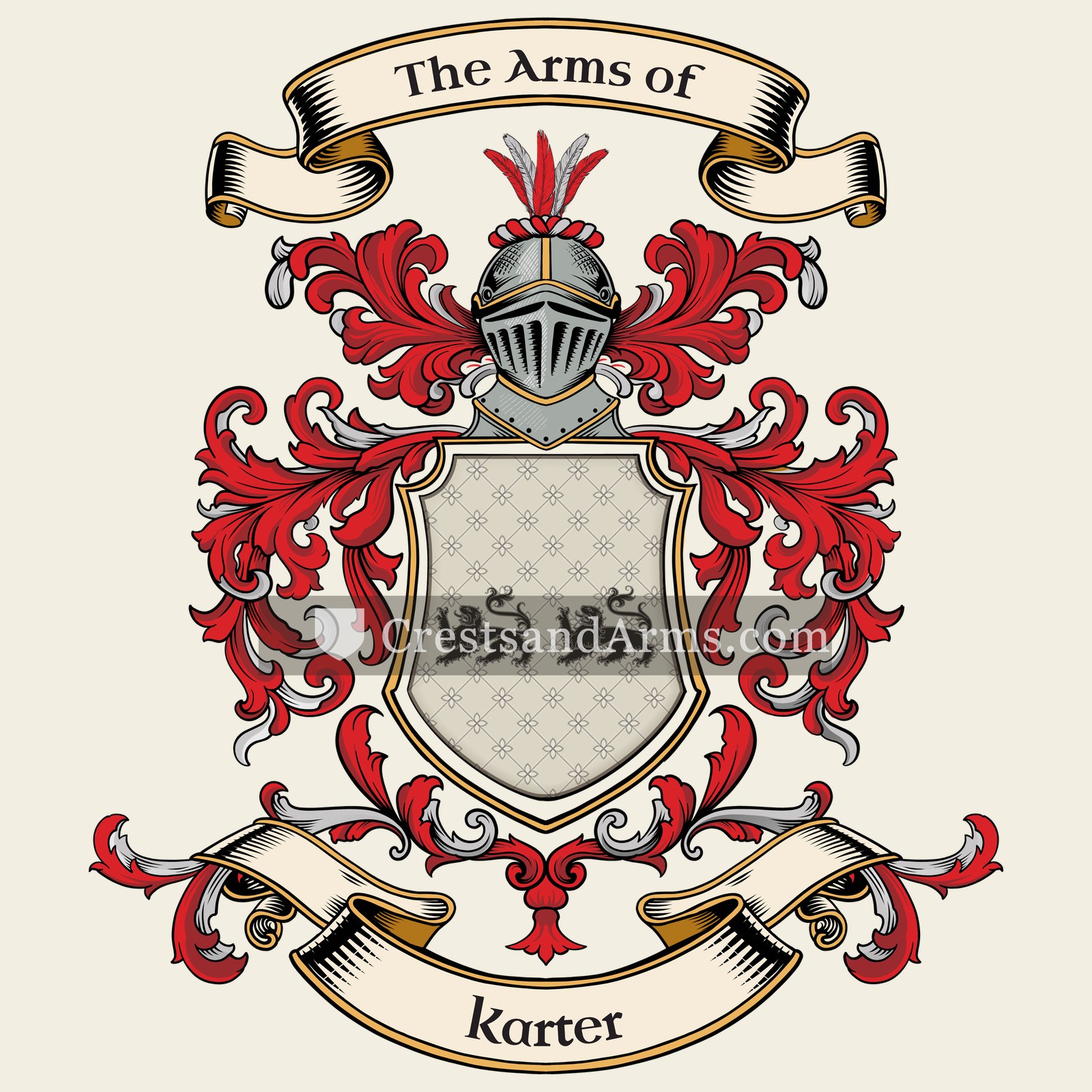 The Karter coat of arms, drawn from the recorded blazon