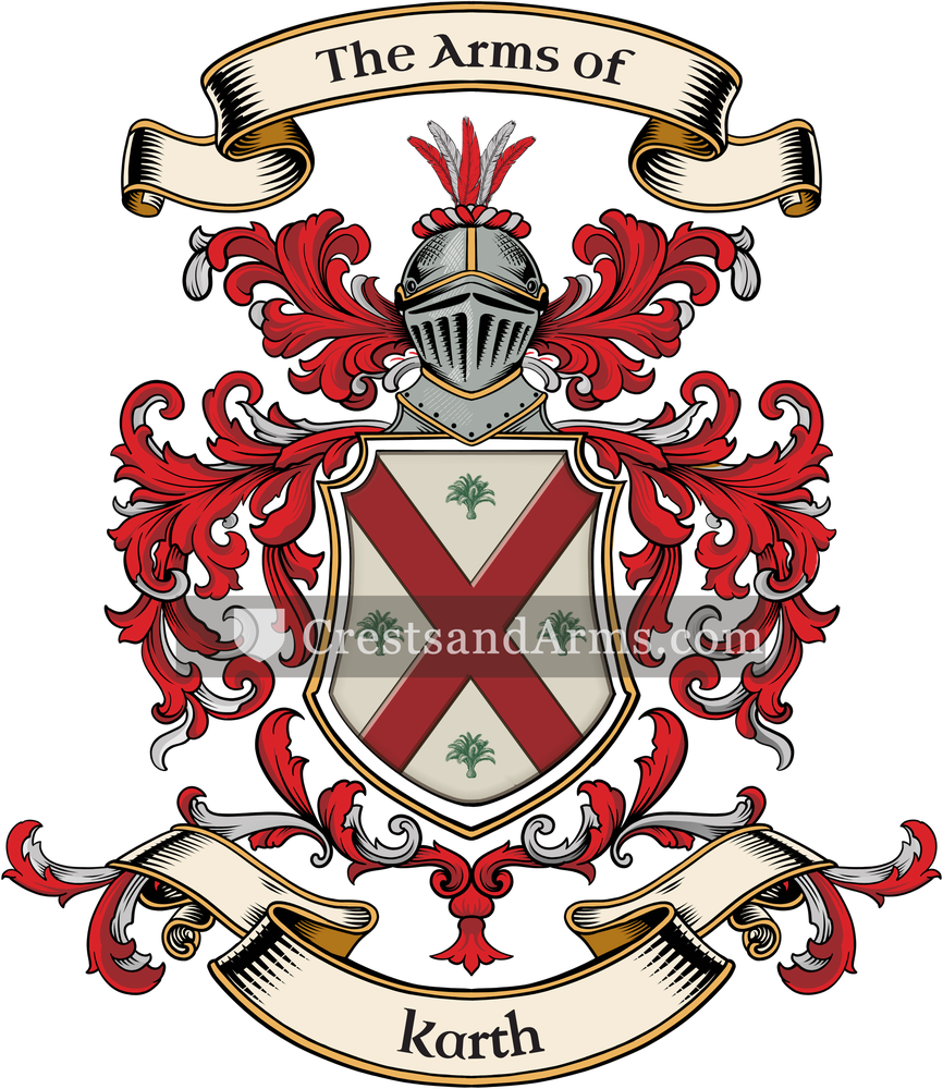 The Karth coat of arms, drawn from the recorded blazon