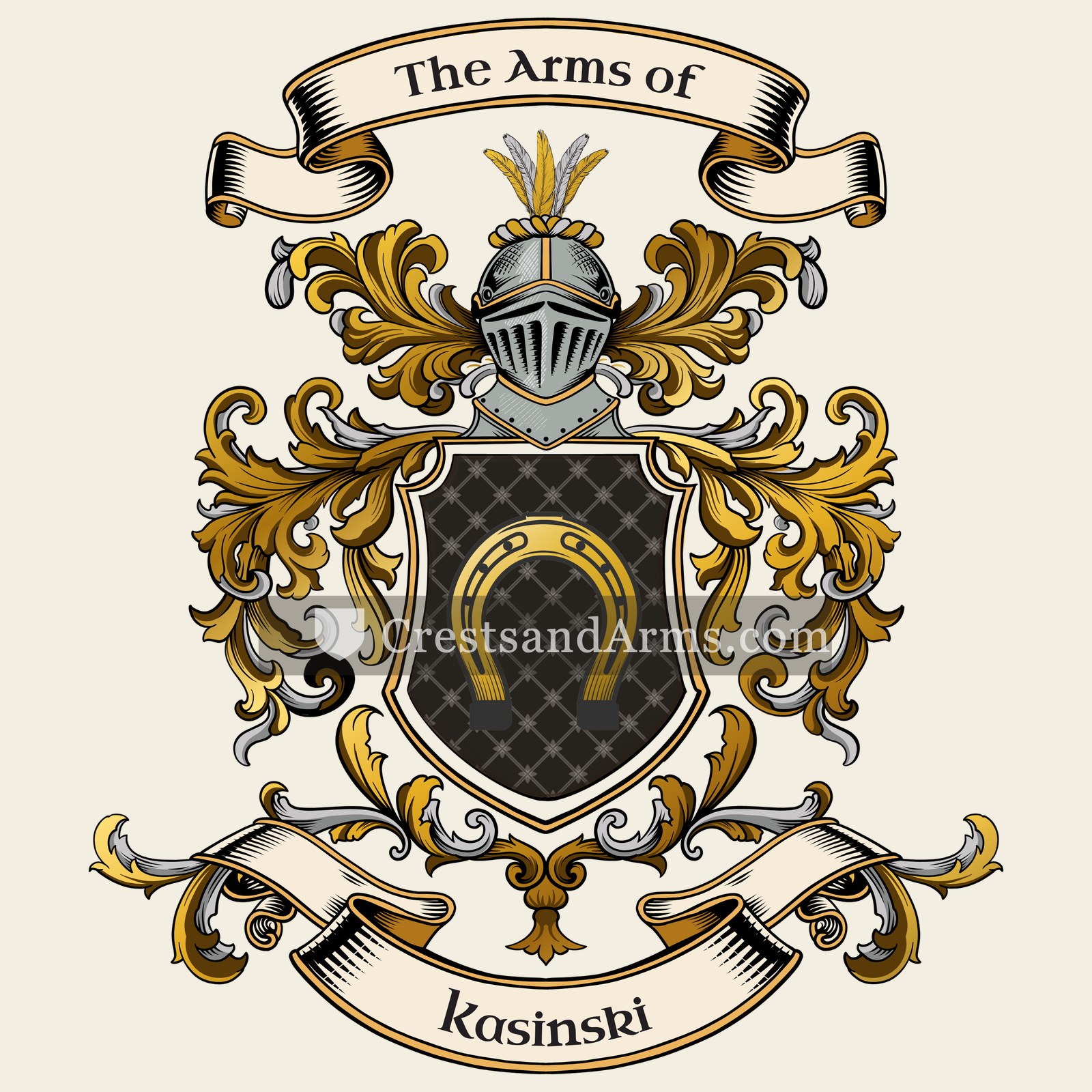 The Kasinski coat of arms, drawn from the recorded blazon