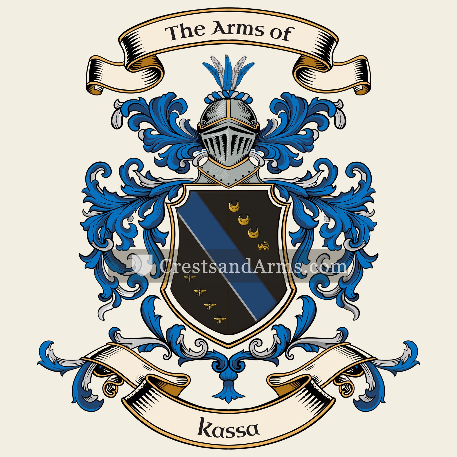 The Kassa coat of arms, drawn from the recorded blazon