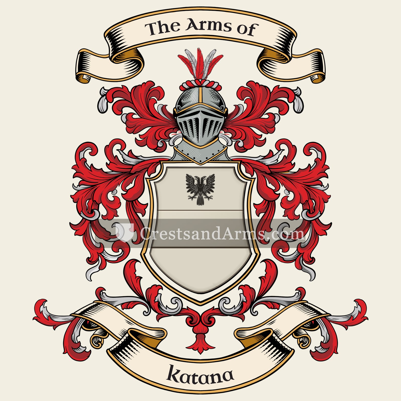 The Katana coat of arms, drawn from the recorded blazon