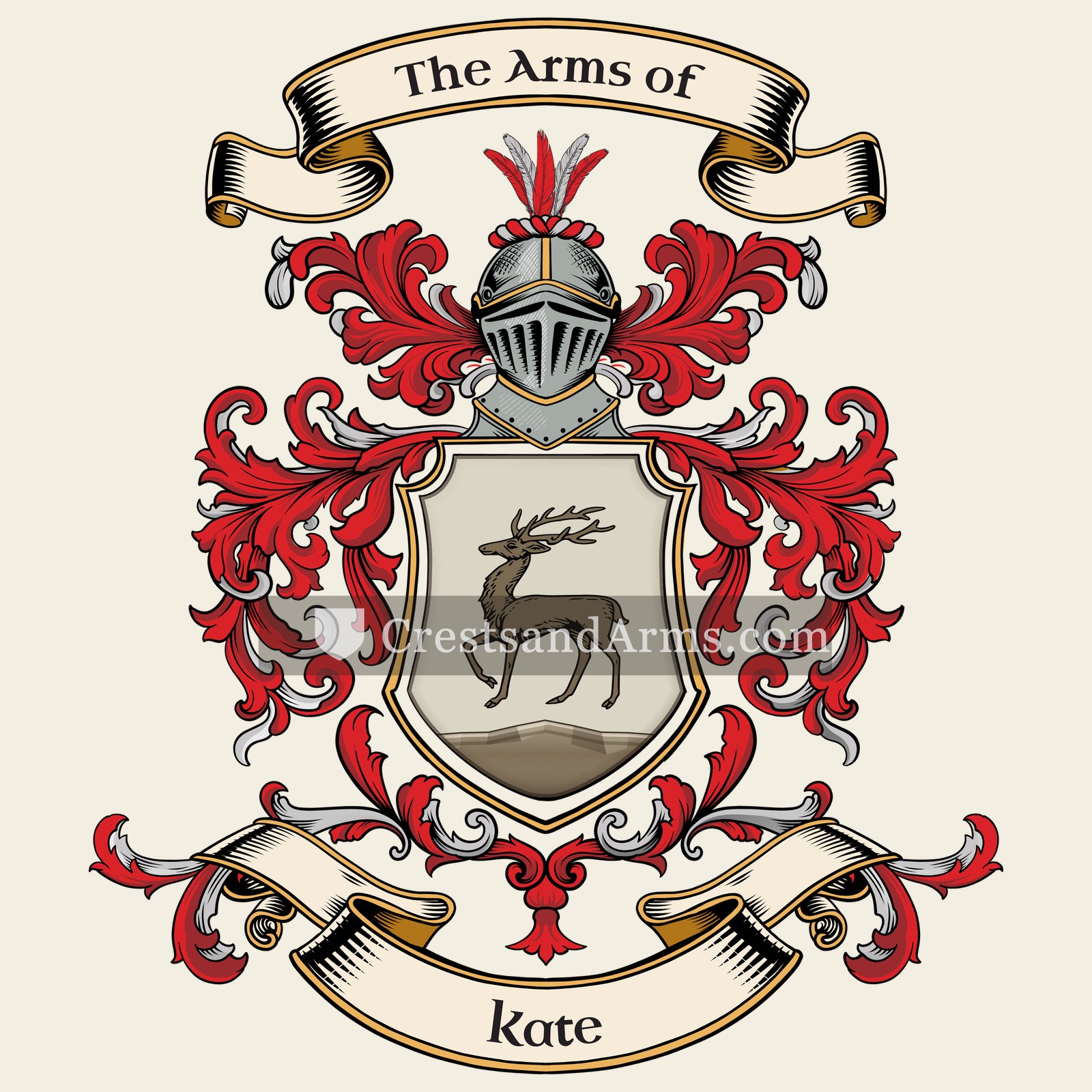 The Kate coat of arms, drawn from the recorded blazon
