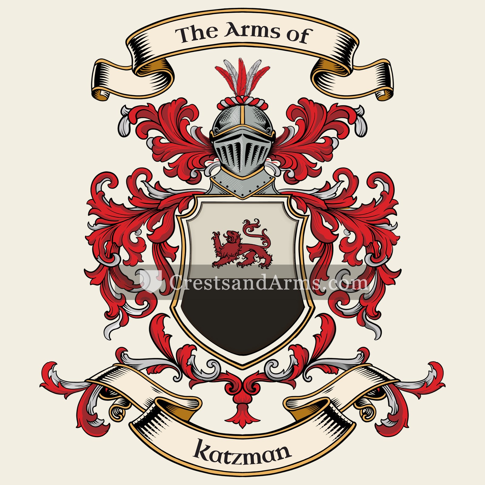 The Katzman coat of arms, drawn from the recorded blazon