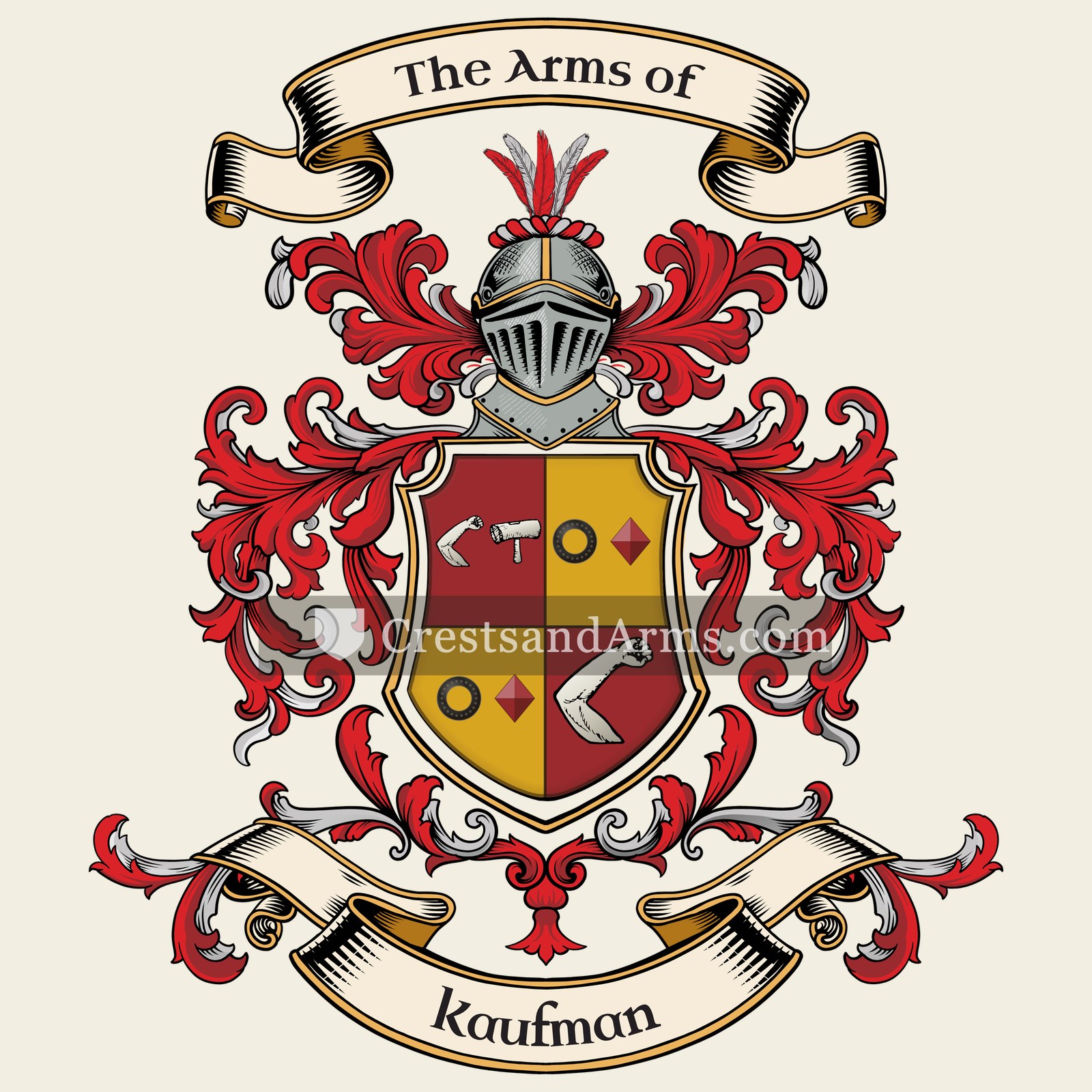 The Kaufman coat of arms, drawn from the recorded blazon