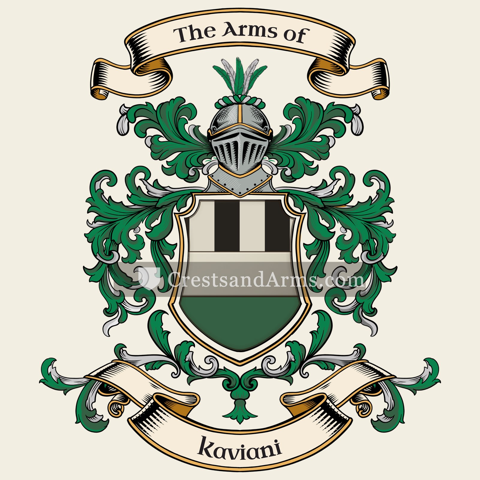 The Kaviani coat of arms, drawn from the recorded blazon