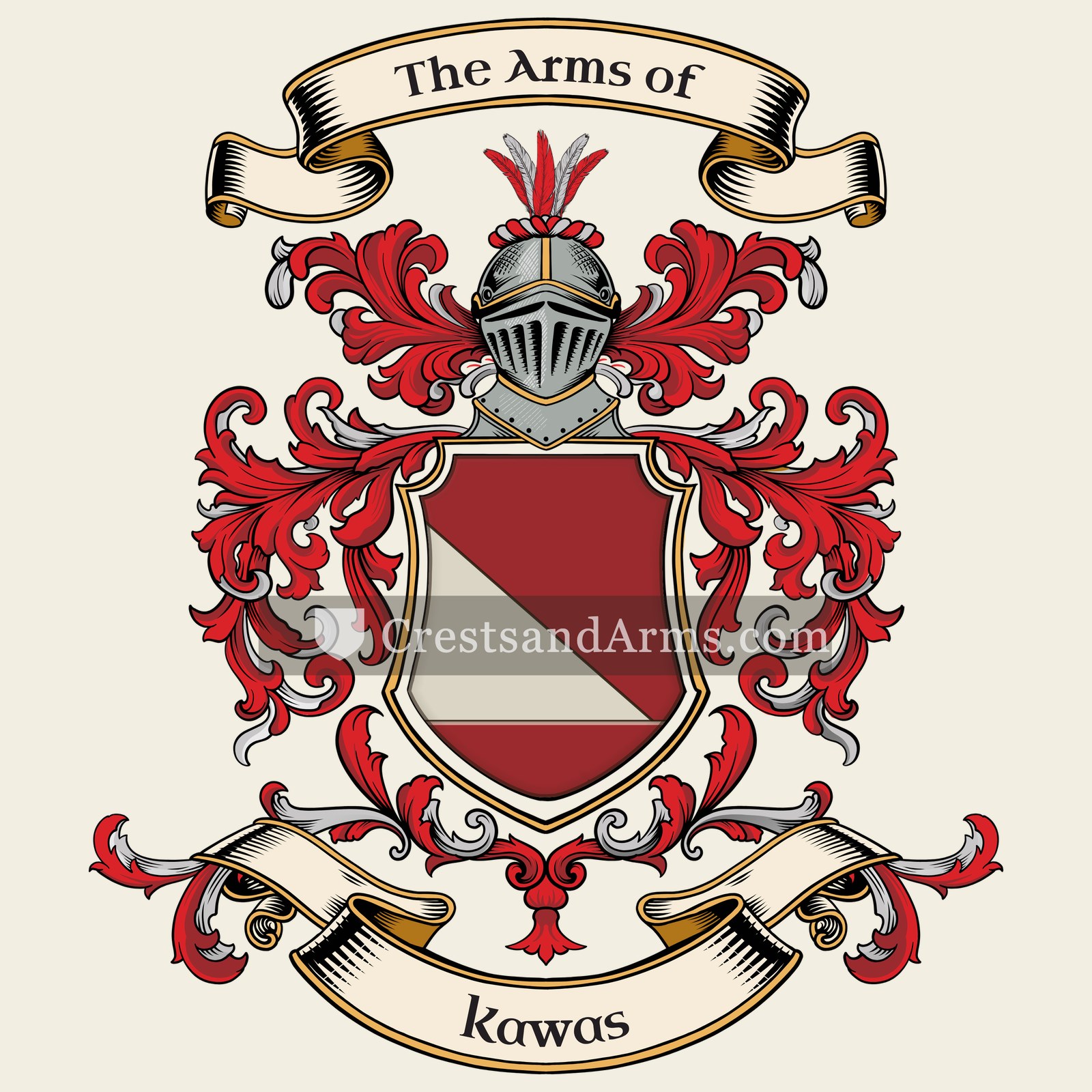 The Kawas coat of arms, drawn from the recorded blazon