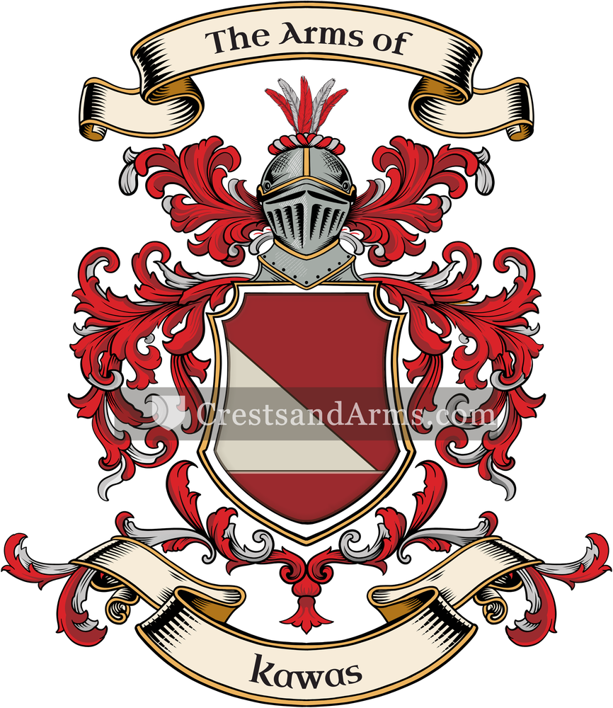 The Kawas coat of arms, drawn from the recorded blazon