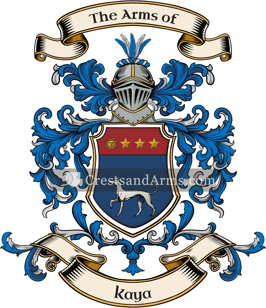 The Kaya coat of arms, drawn from the recorded blazon