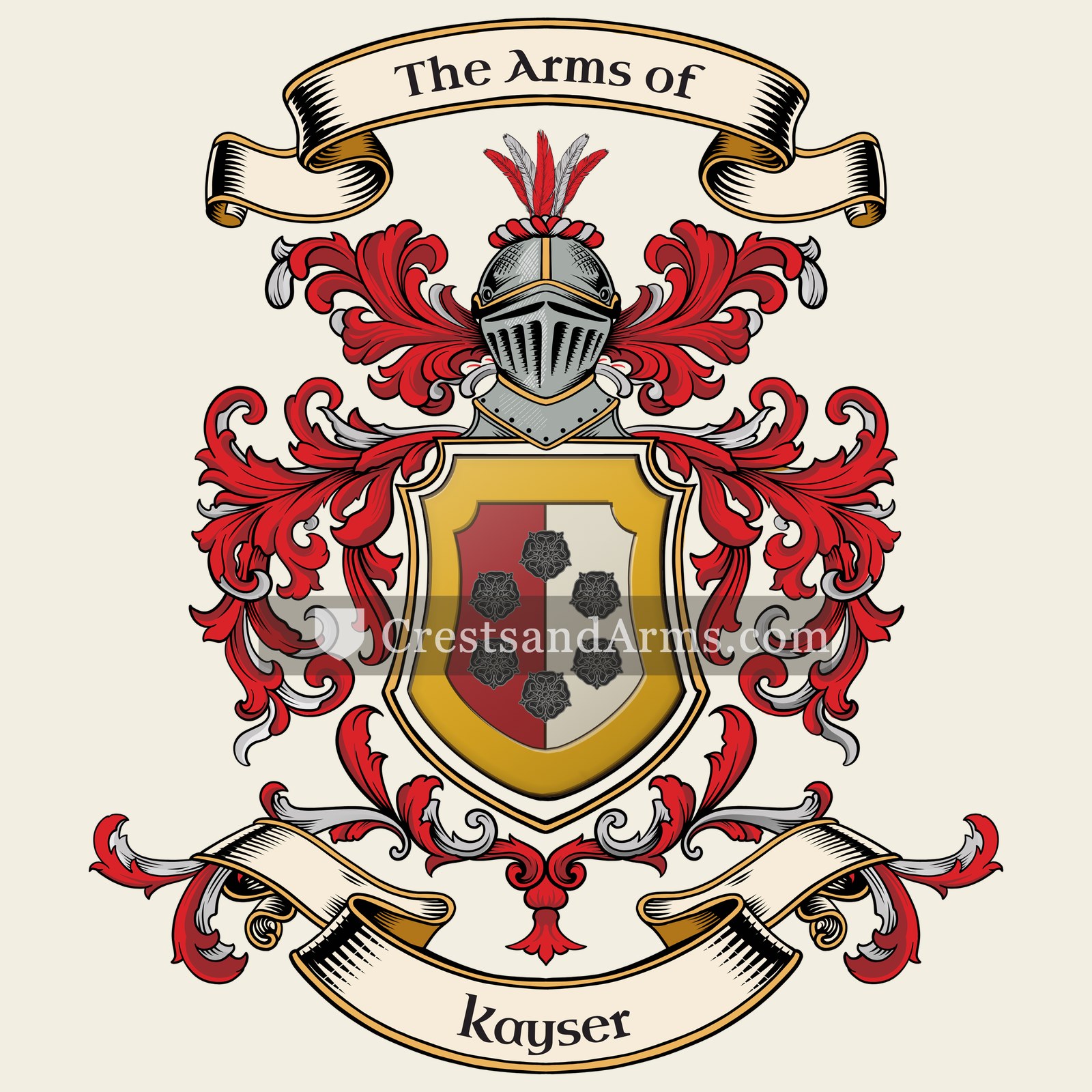 The Kayser coat of arms, drawn from the recorded blazon
